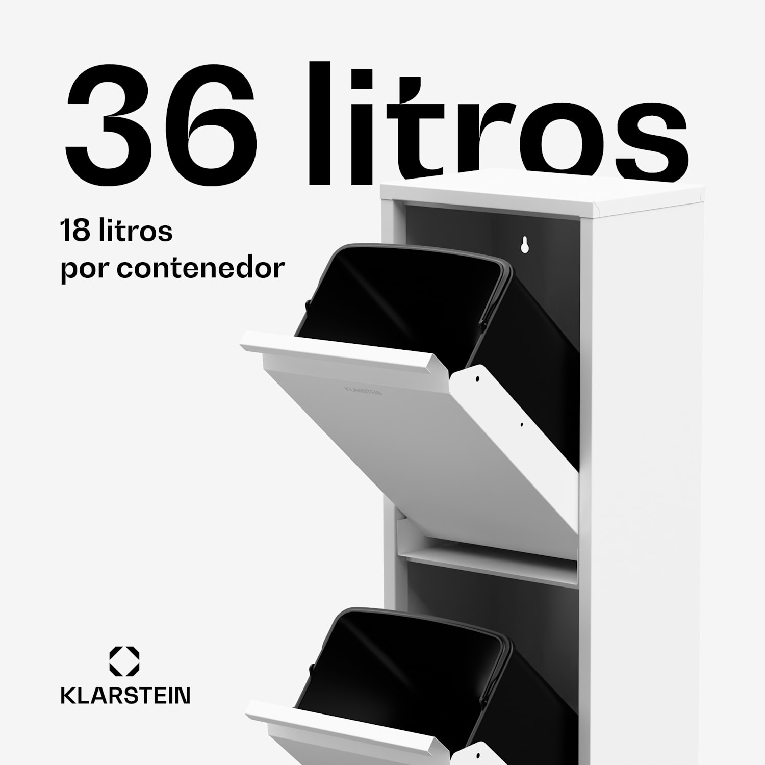 Cubo de basura de cocina Ordnungshüter 2 36 L 36 L | Blanco