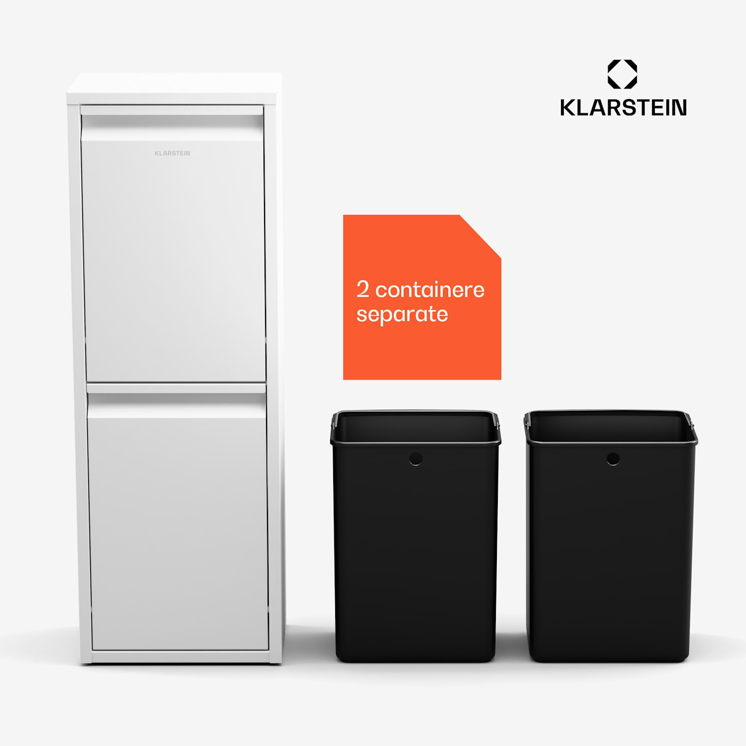 Ordnungshüter 2 coș pentru deșeuri de bucătărie 36 L 36 Ltr | Alb