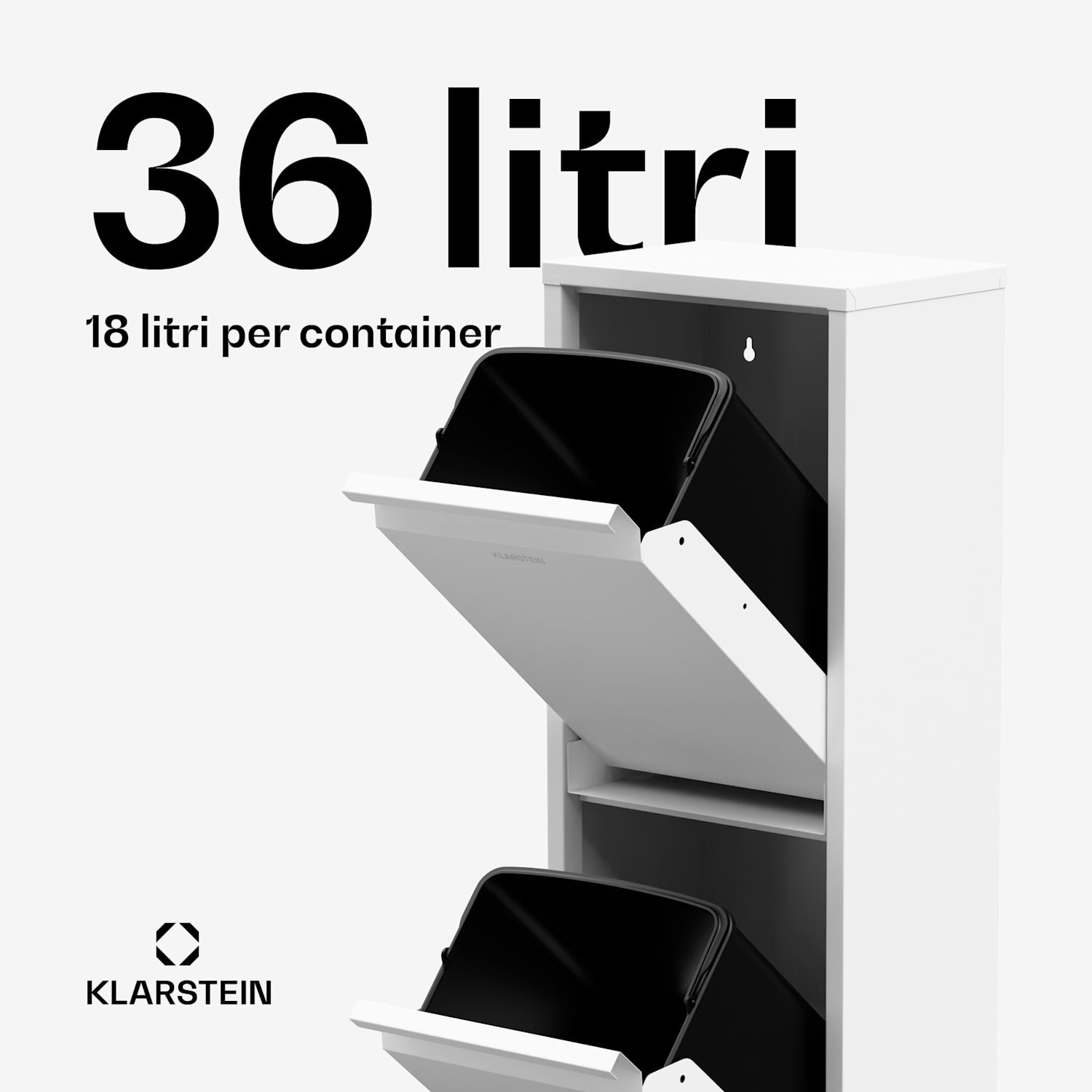 Ordnungshüter 2 coș pentru deșeuri de bucătărie 36 L 36 Ltr | Alb