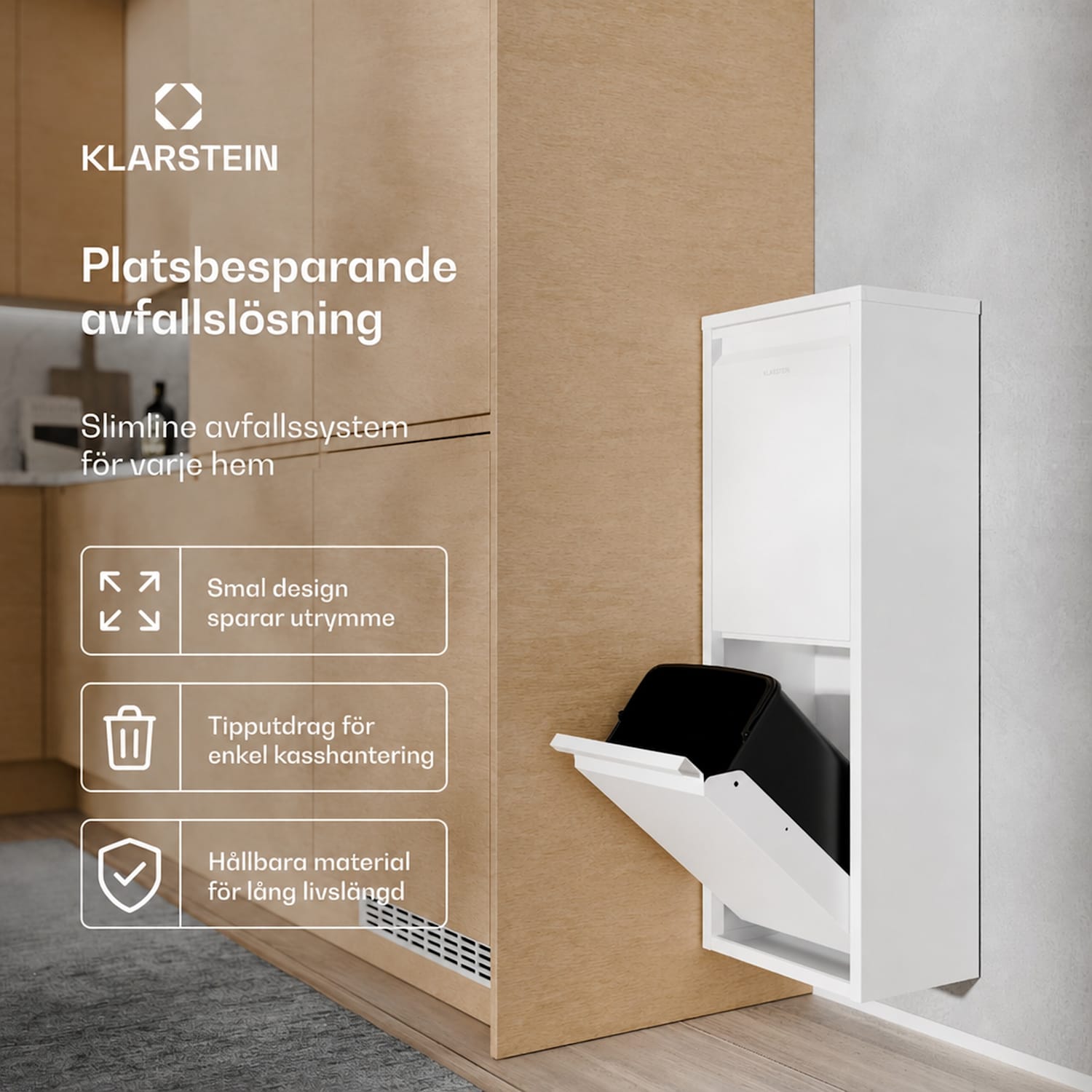 Ordnungshüter 2 kökssoptunna 36 liter 36 l | Vit