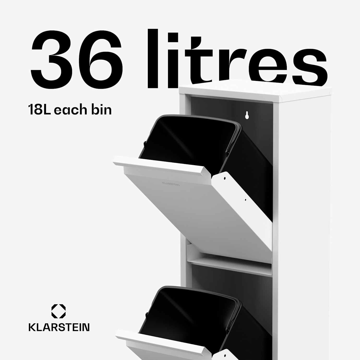 Balde do lixo de cozinha Ordnungshüter 2 36L 36 L | Branco