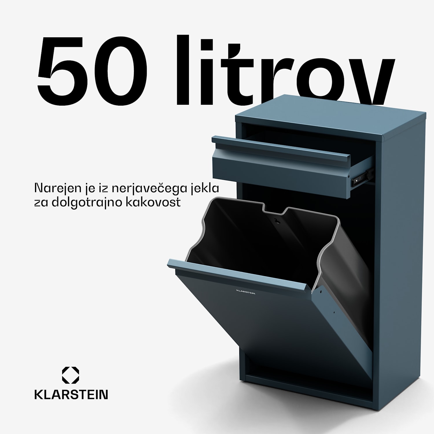 Ordnungshüter Koš za kuhinjske odpadke 50 L s predalom 50 litrov | Antracit