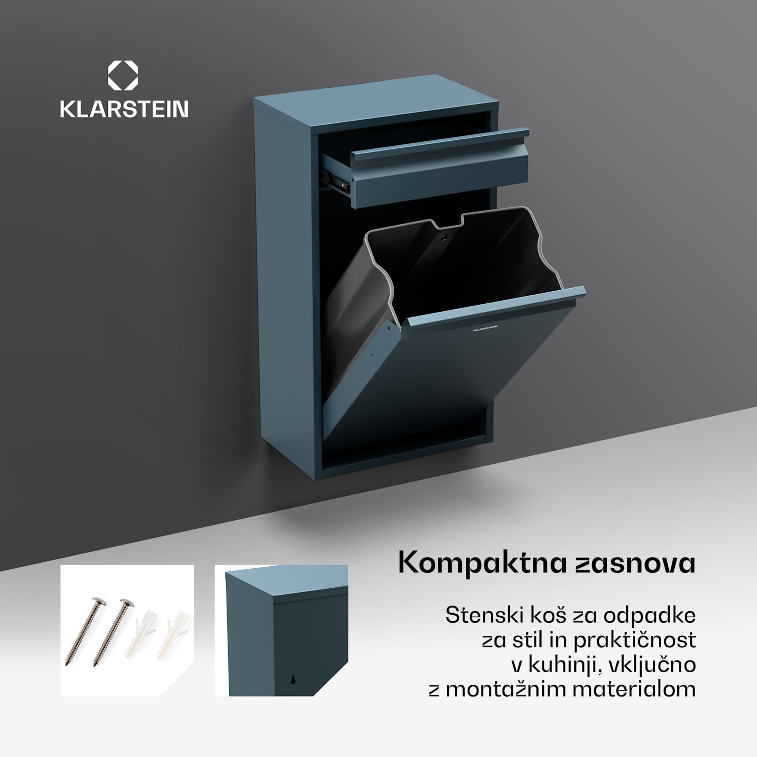 Ordnungshüter Koš za kuhinjske odpadke 50 L s predalom 50 litrov | Antracit