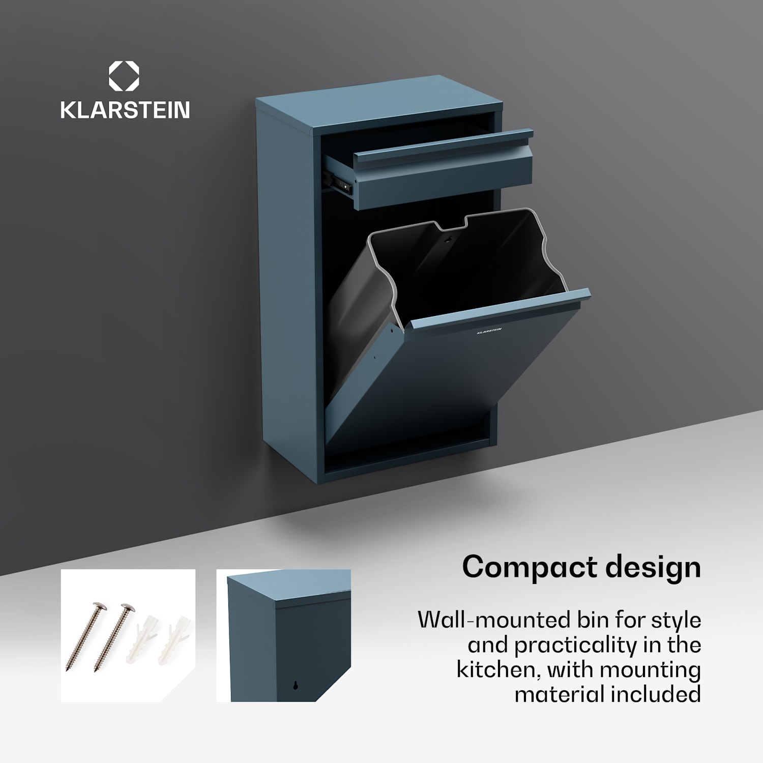Ordnungshüter afvalbak 50L met lade 50 ltr | Antraciet