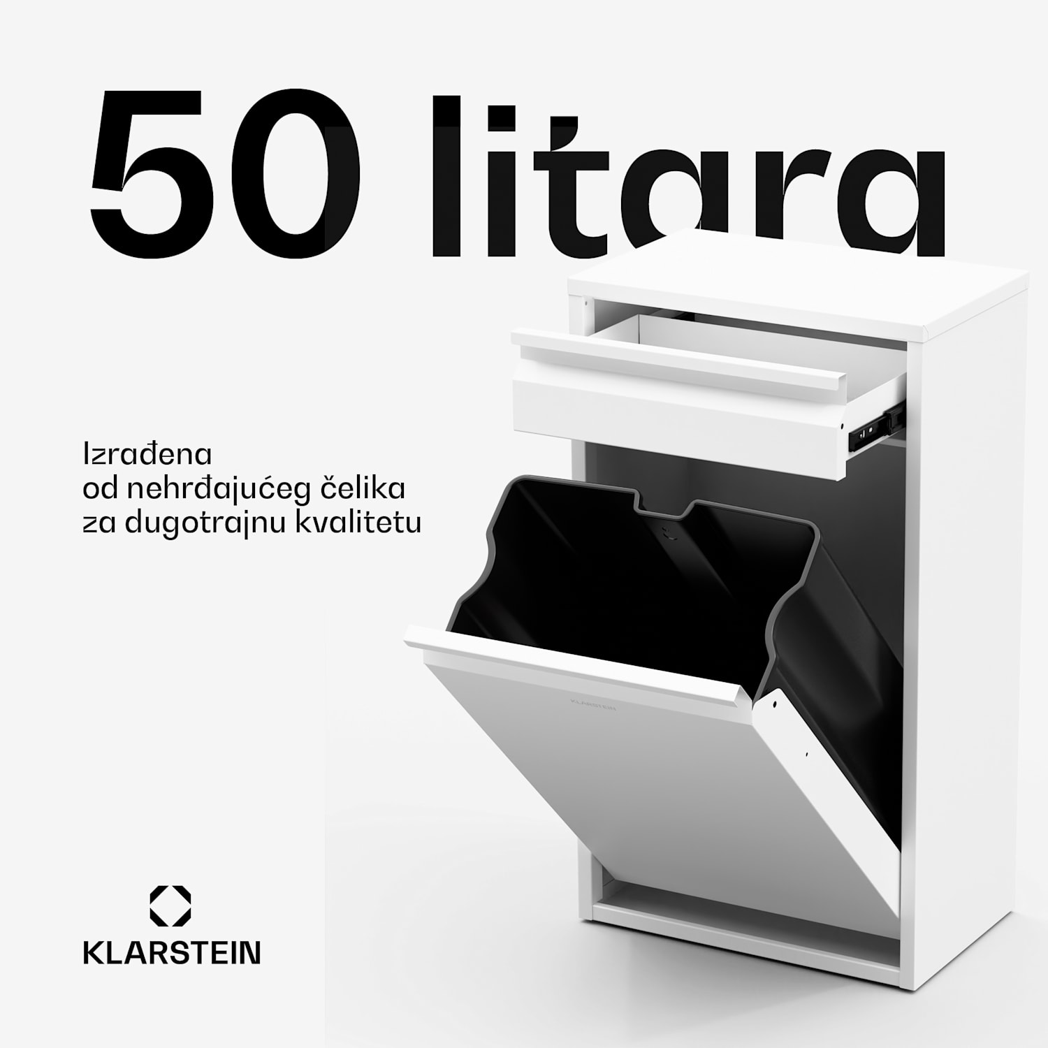 Ordnungshüter Kuhinjska kanta za smeće 50 L s ladicom 50 L | Bijela