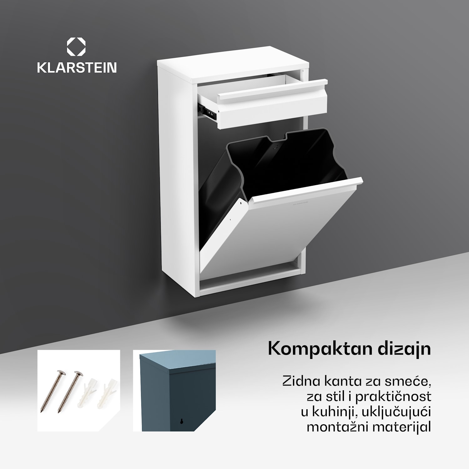 Ordnungshüter Kuhinjska kanta za smeće 50 L s ladicom 50 L | Bijela