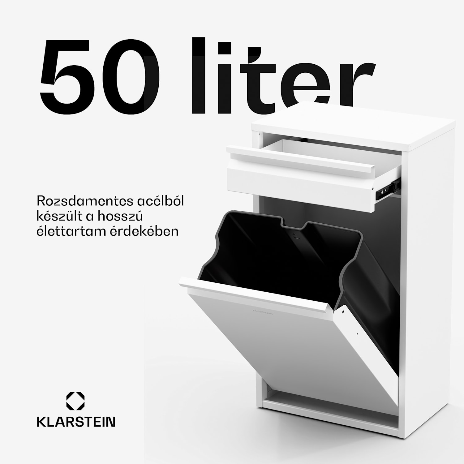 Ordnungshüter konyhai szemetes 50 L fiókkal 50 liter | Fehér