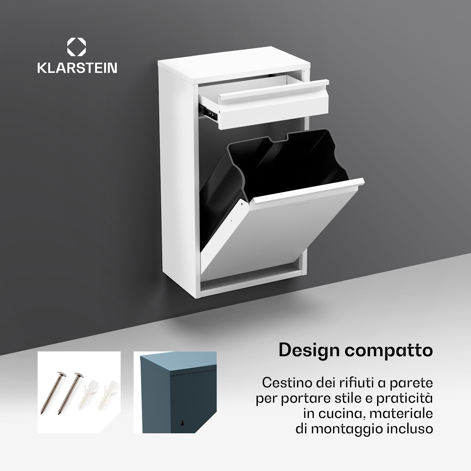 Ordnungshüter - Cestino da cucina, 50L, con cassetto 50 Ltr | Bianco