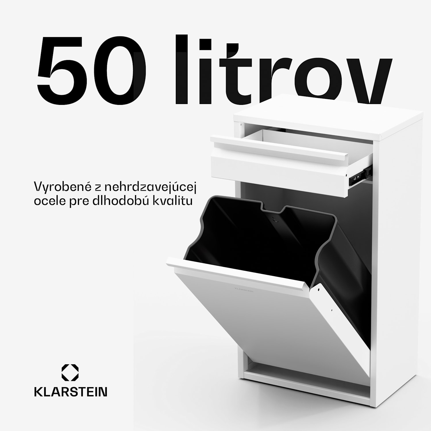 Ordnungshüter Koš na kuchynský odpad 50 L so zásuvkou 50 litrov | Biela