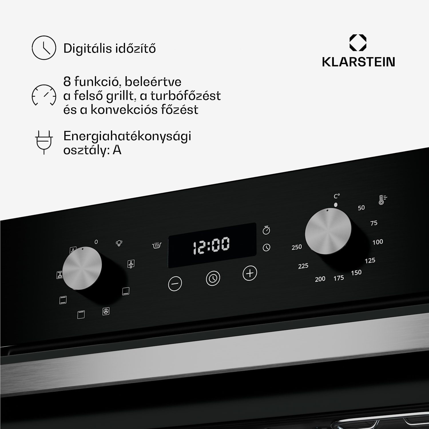 SpaceSmart Kompakt beépített sütő Fekete