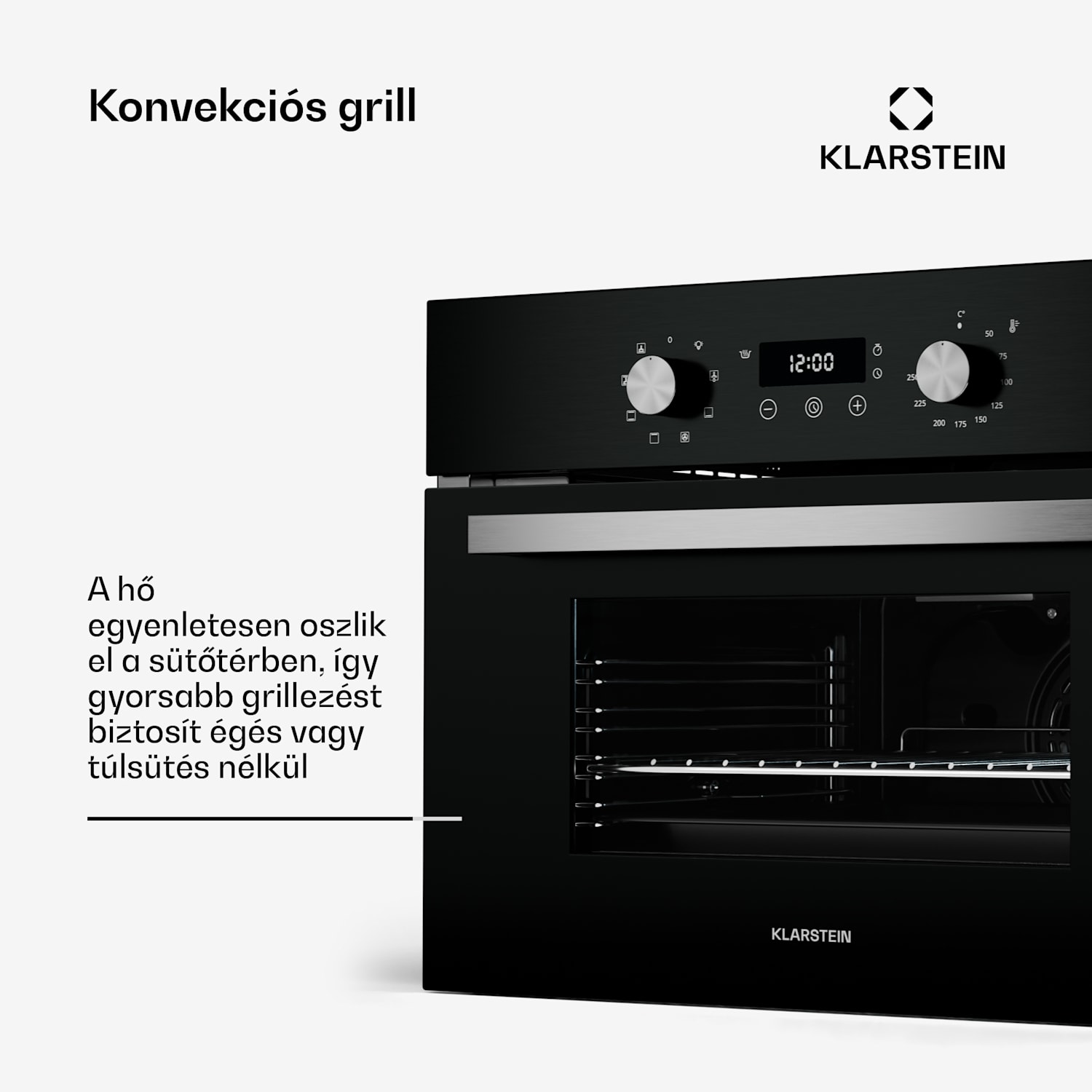 SpaceSmart Kompakt beépített sütő Fekete