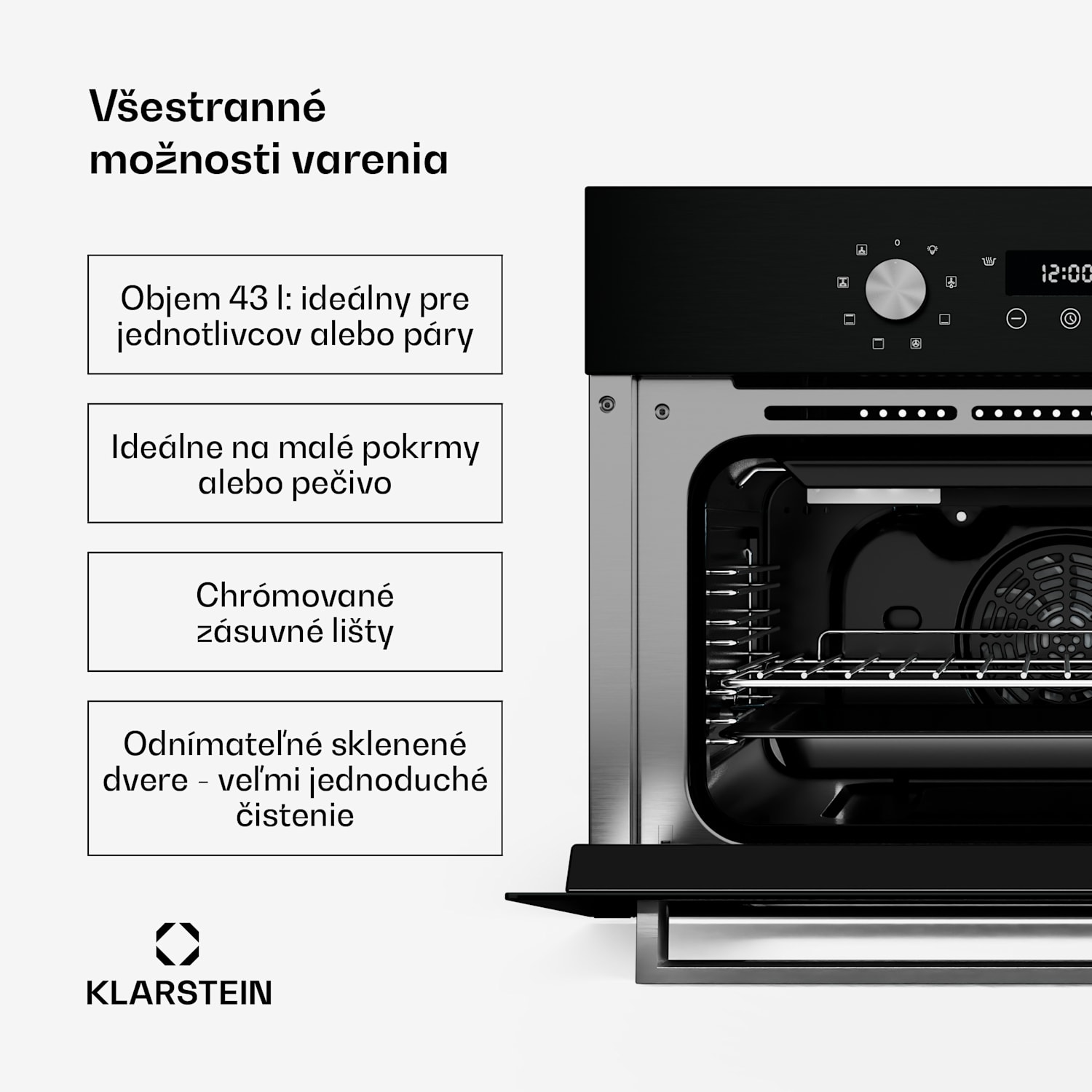 SpaceSmart Kompaktná vstavaná rúra Čierna
