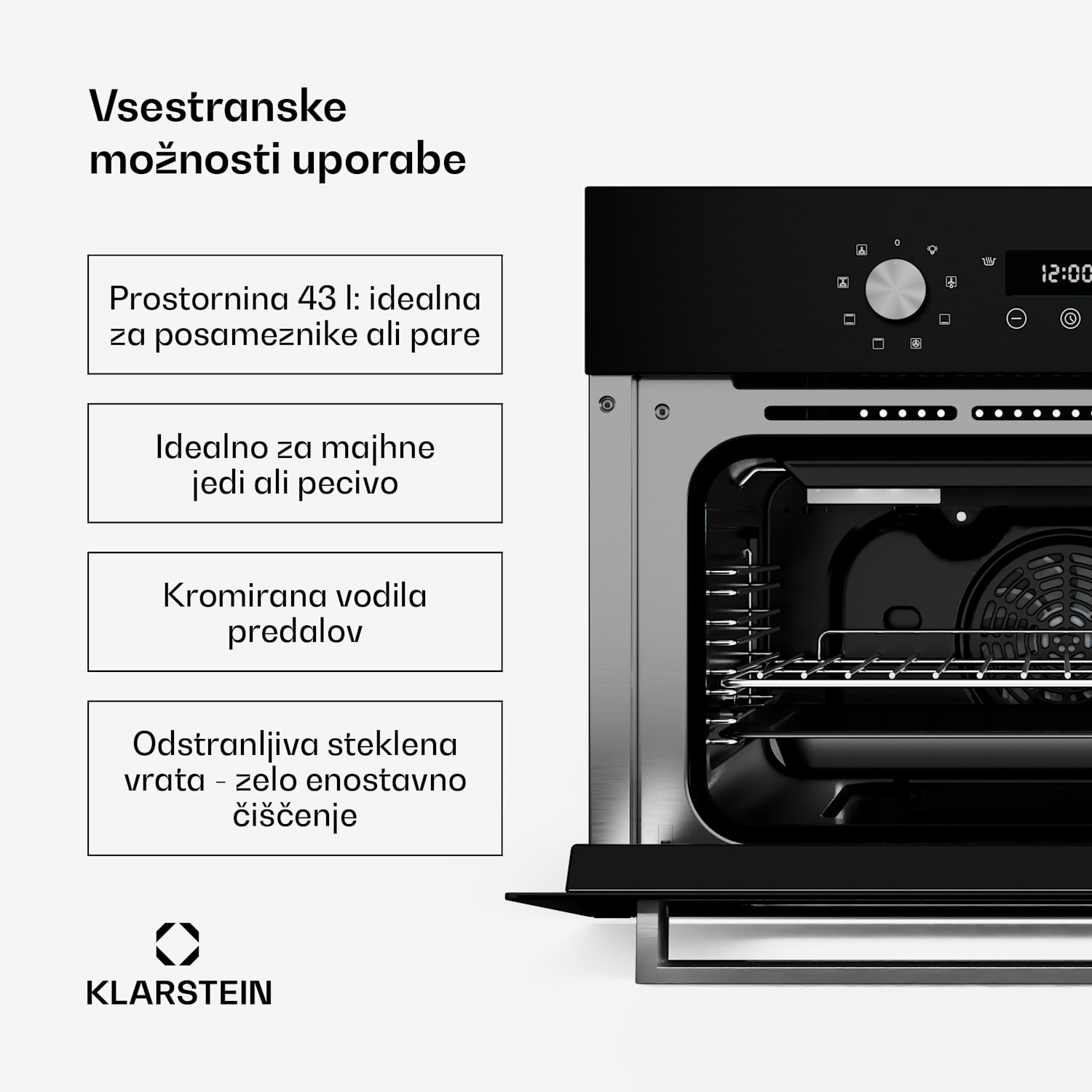 Kompaktna vgradna pečica SpaceSmart Črna