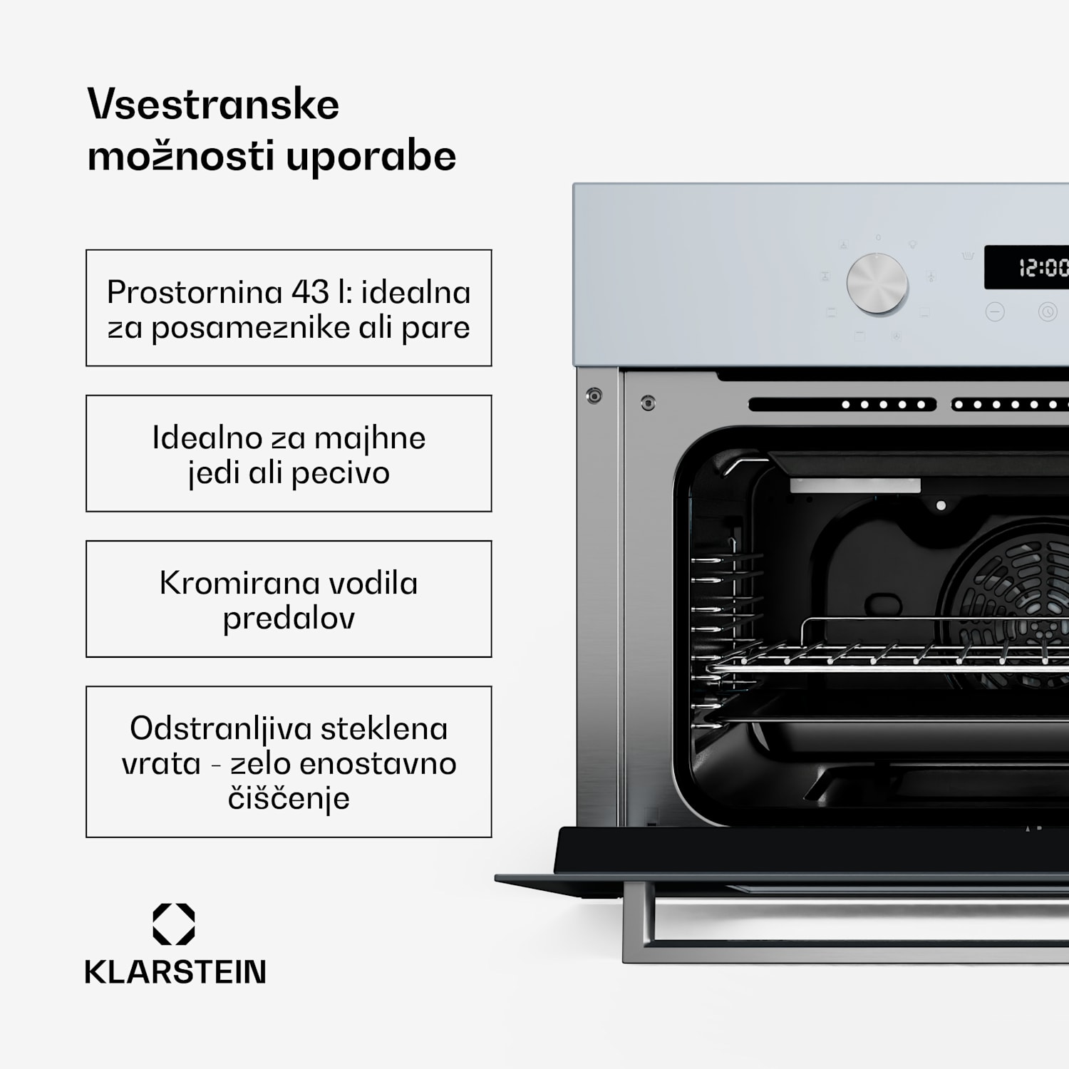 Kompaktna vgradna pečica SpaceSmart Bela