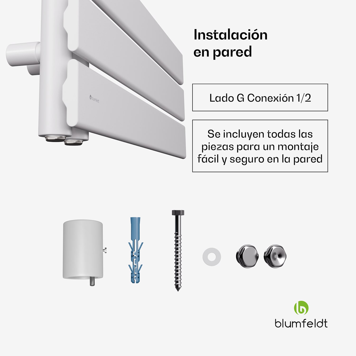 Fairmont Radiador | 60 × 160 cm | Montaje en pared | Diseño moderno | Funcionamiento con agua caliente 60 x 160 cm | Blanco