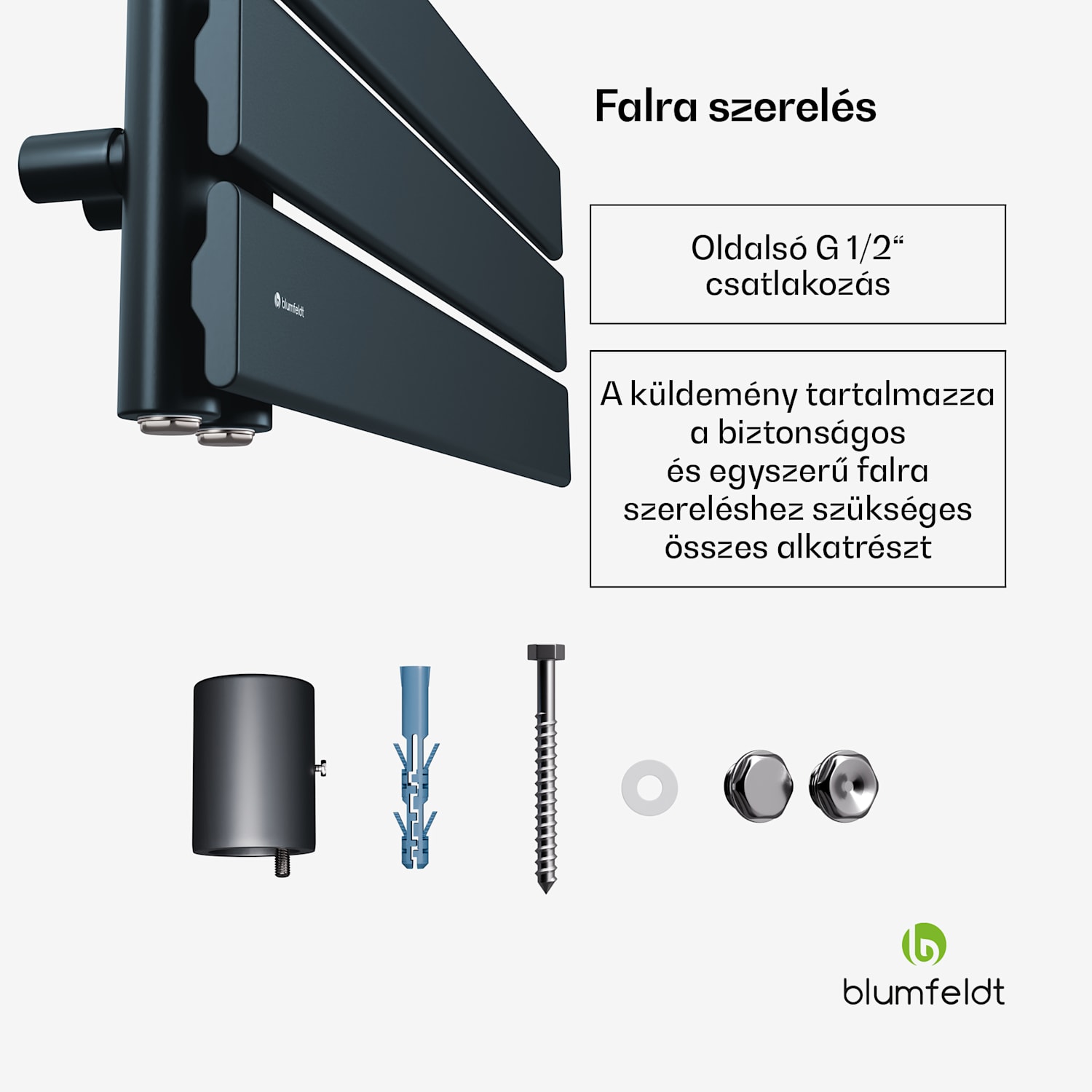 Fairmont radiátor, 60 x 160 cm, falra szerelhető, modern kivitel, meleg víz 60 x 160 cm | Antracit