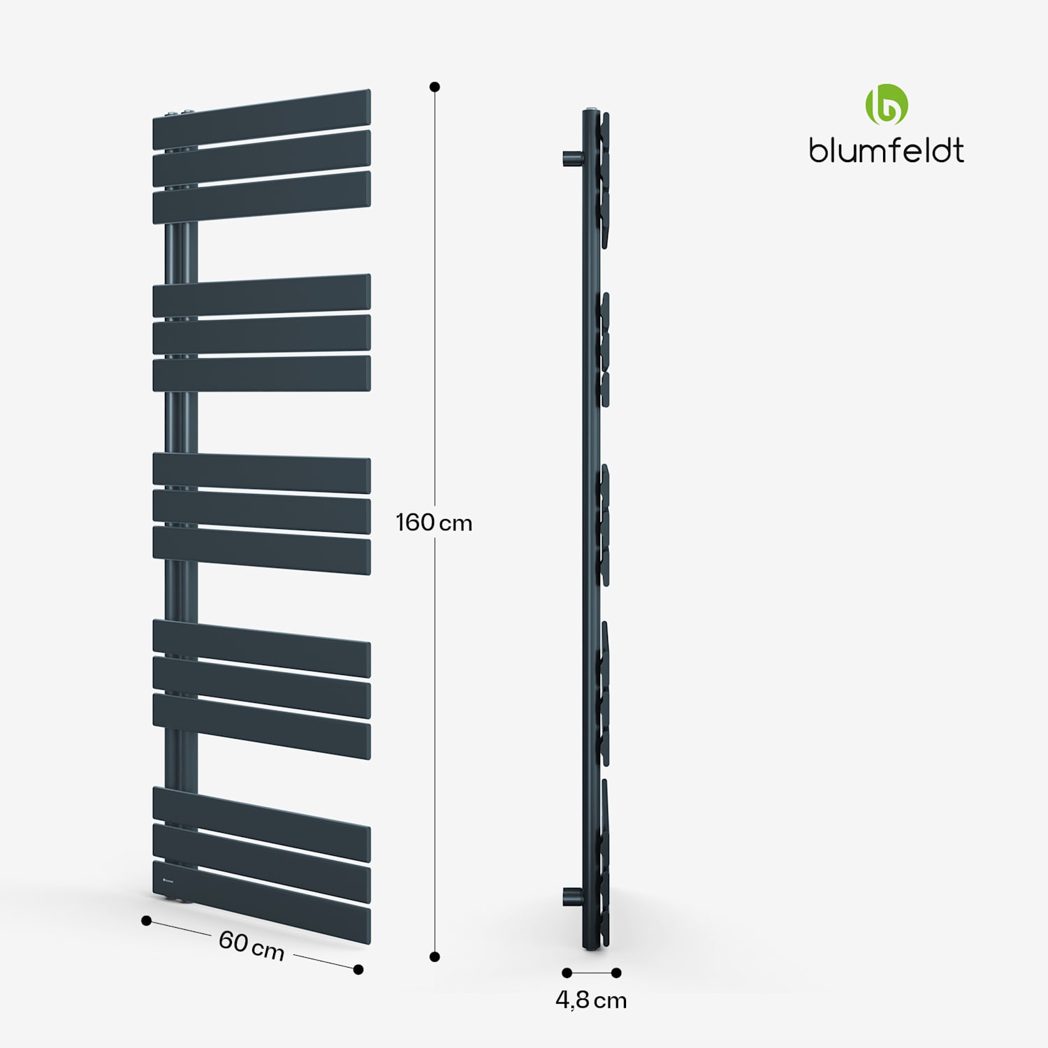 Aquecedor Fairmont | 60 x 160 cm | montagem na parede | design moderno | funcionamento com água quente 60 x 160 cm | Antracite