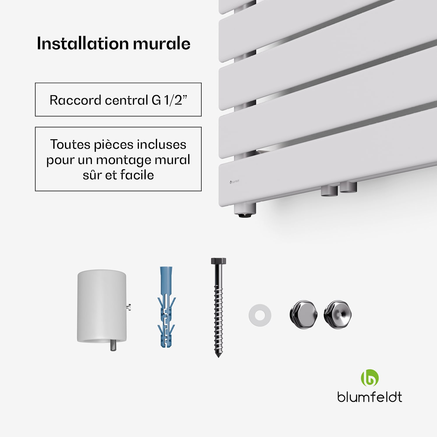 Fairmont radiator | 60 x 180 cm | wandmontage | modern design | warmwatervoorziening 60 x 180 cm | Wit