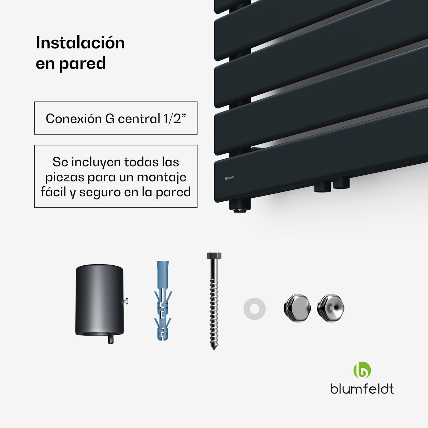 Fairmont Radiador | 60 × 180 cm | Montaje en pared | Diseño moderno | Funcionamiento con agua caliente 60 x 180 cm | Antracita