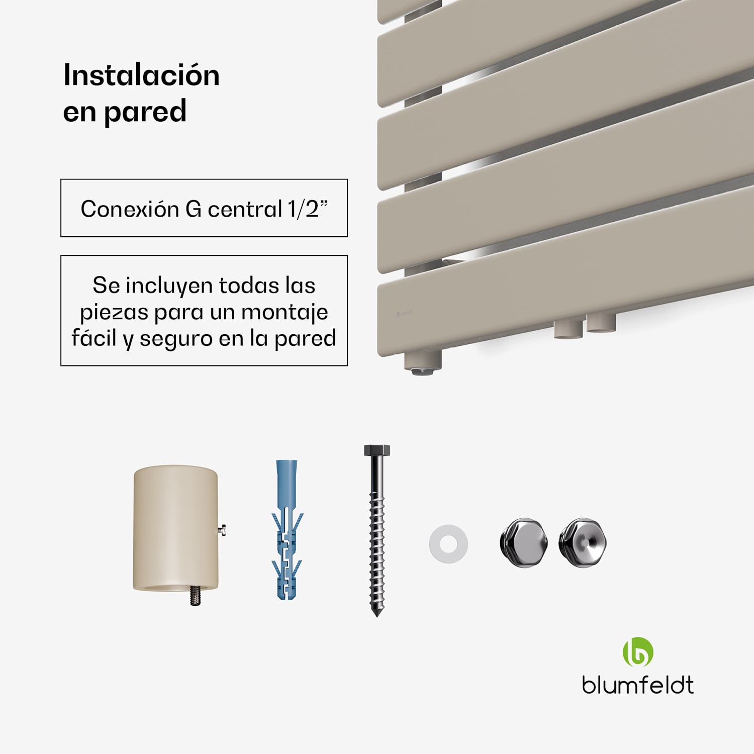 Fairmont Radiador | 60 × 180 cm | Montaje en pared | Diseño moderno | Funcionamiento con agua caliente 60 x 180 cm | Arena