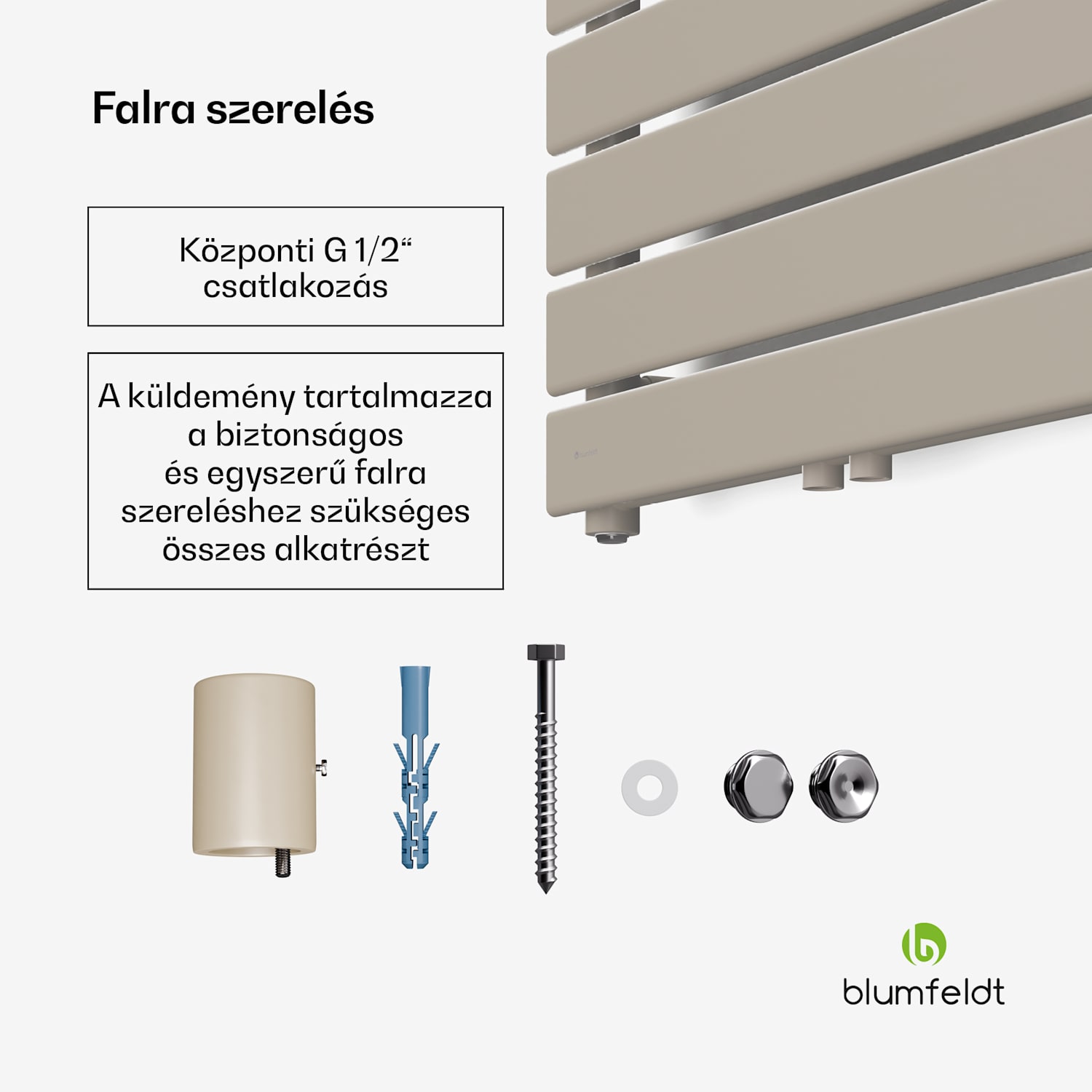 Fairmont radiátor, 60 x 180 cm, falra szerelhető, modern kivitel, meleg víz 60 x 180 cm | Homok