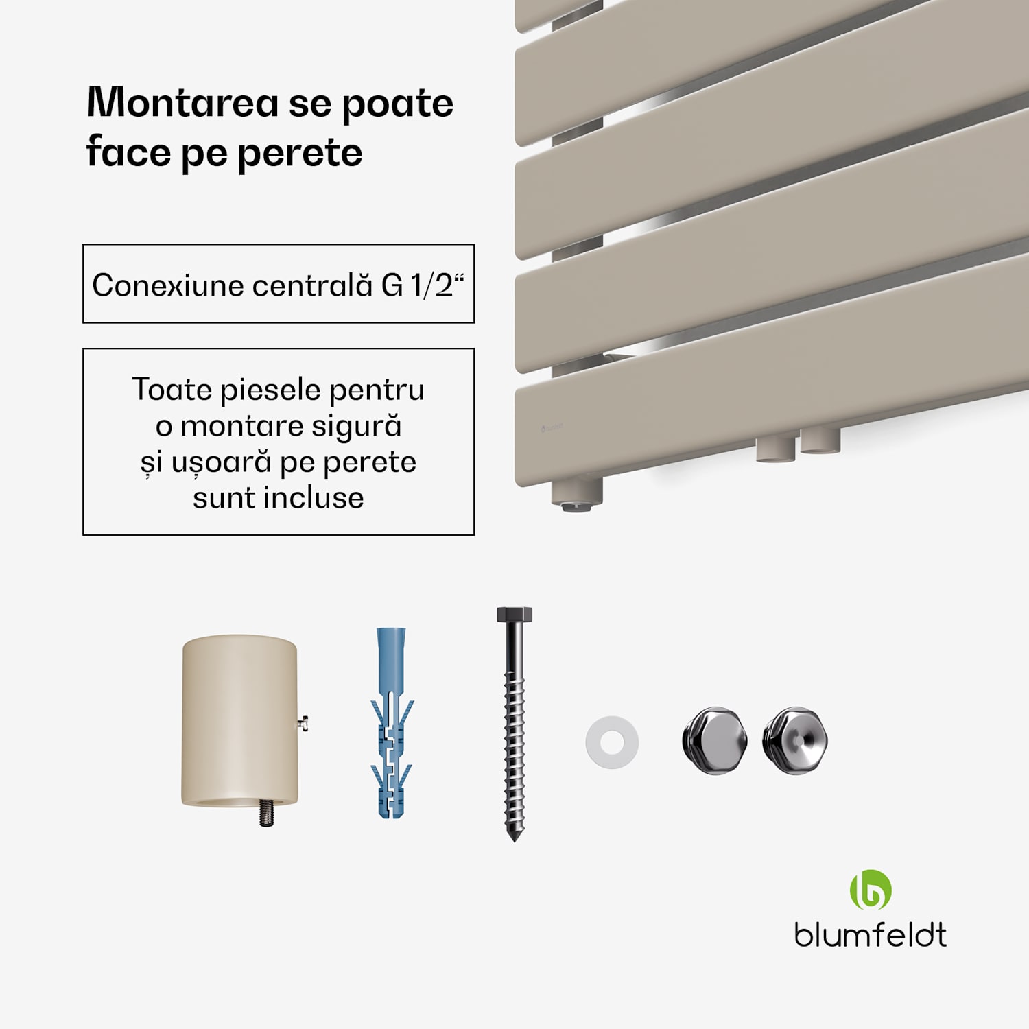 Radiator Fairmont, 60 x 180 cm, de perete, design modern, cu încălzire pe apă 60 x 180 cm | Nisip