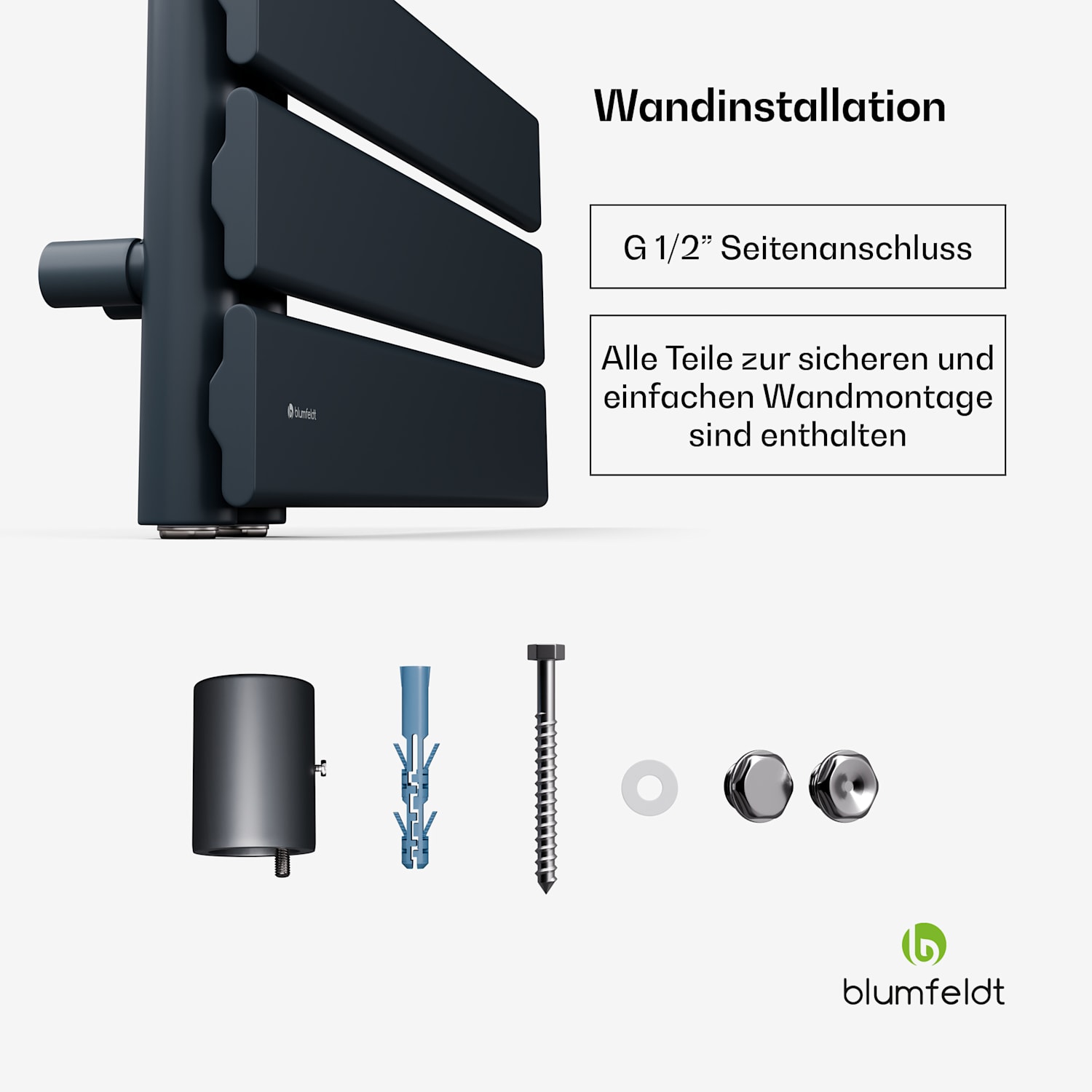Fairmont Heizkörper | 45 x 80 cm | Wandmontage | Modernes Design | Warmwasserbetrieb 45 x 80 cm | Anthrazit