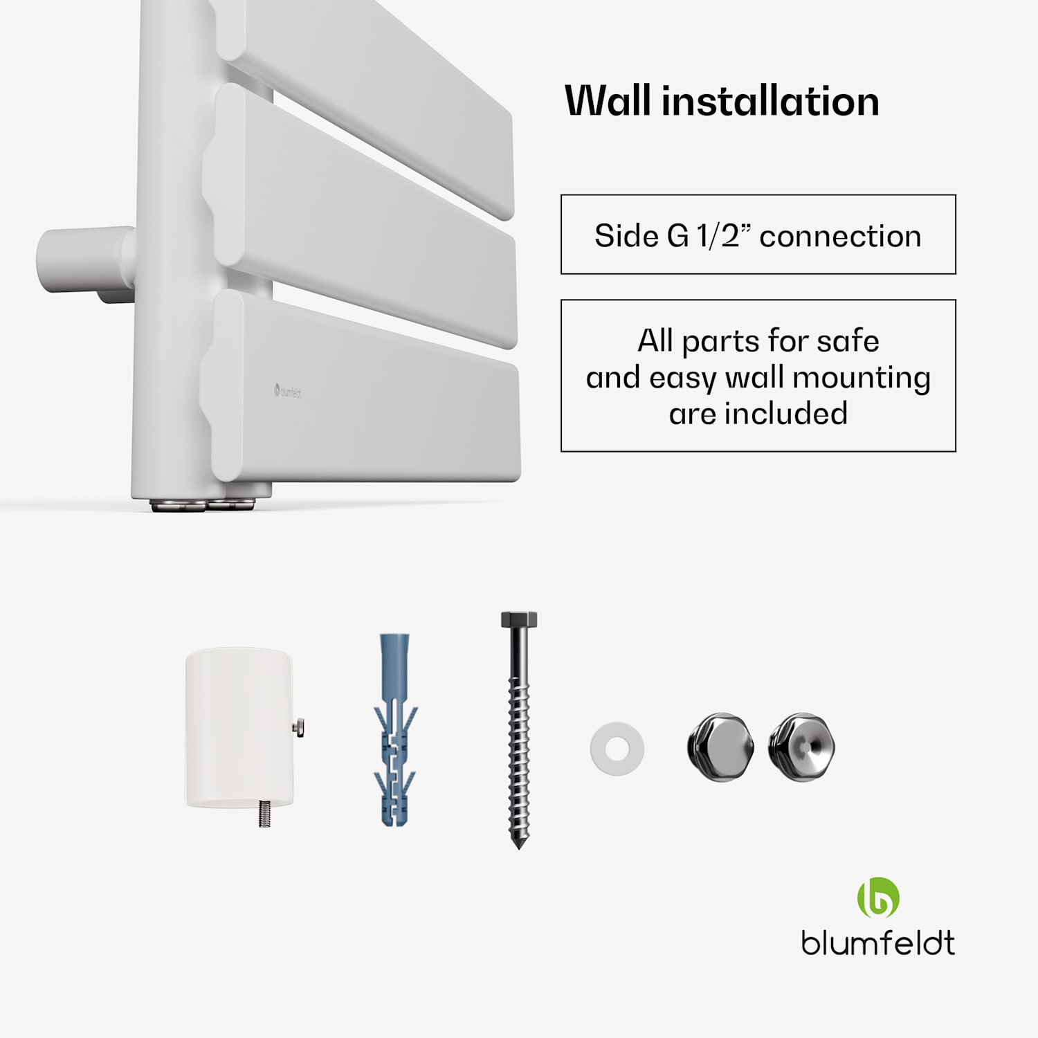 Aquecedor Fairmont | 45 x 80 cm | montagem na parede | design moderno | funcionamento a água quente 45 x 80 cm | Branco