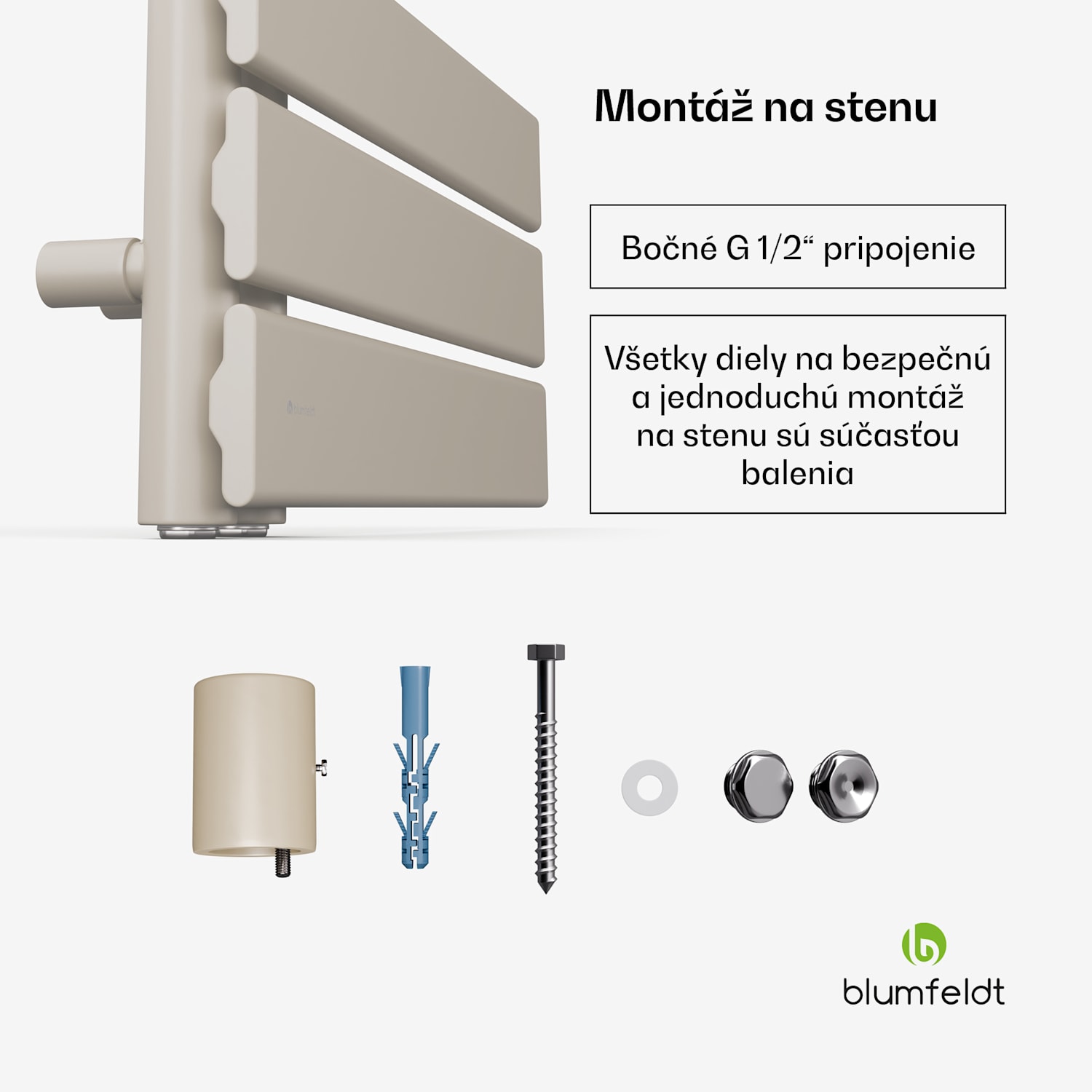 Fairmont radiátor, 45 x 80 cm, nástenný, moderný dizajn, teplovodný 45 x 80 cm | Piesok