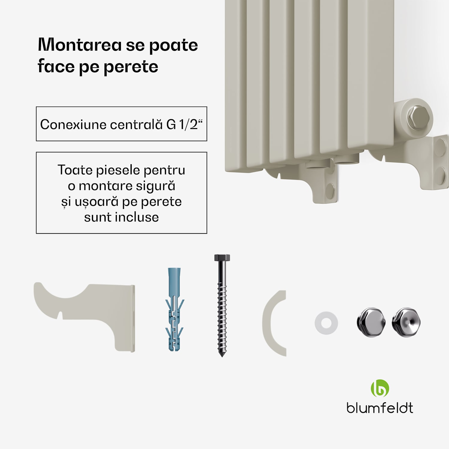 Radiator Delgado | design modern | 25 x 120 cm | 637 W | conexiune centrală 120 x 25 cm | Nisip