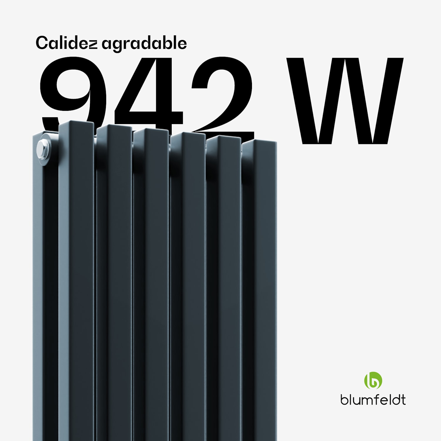 Radiador Delgado | diseño moderno | 25 x 120 cm | 942 W | conexión central 120 x 25 cm | Antracita