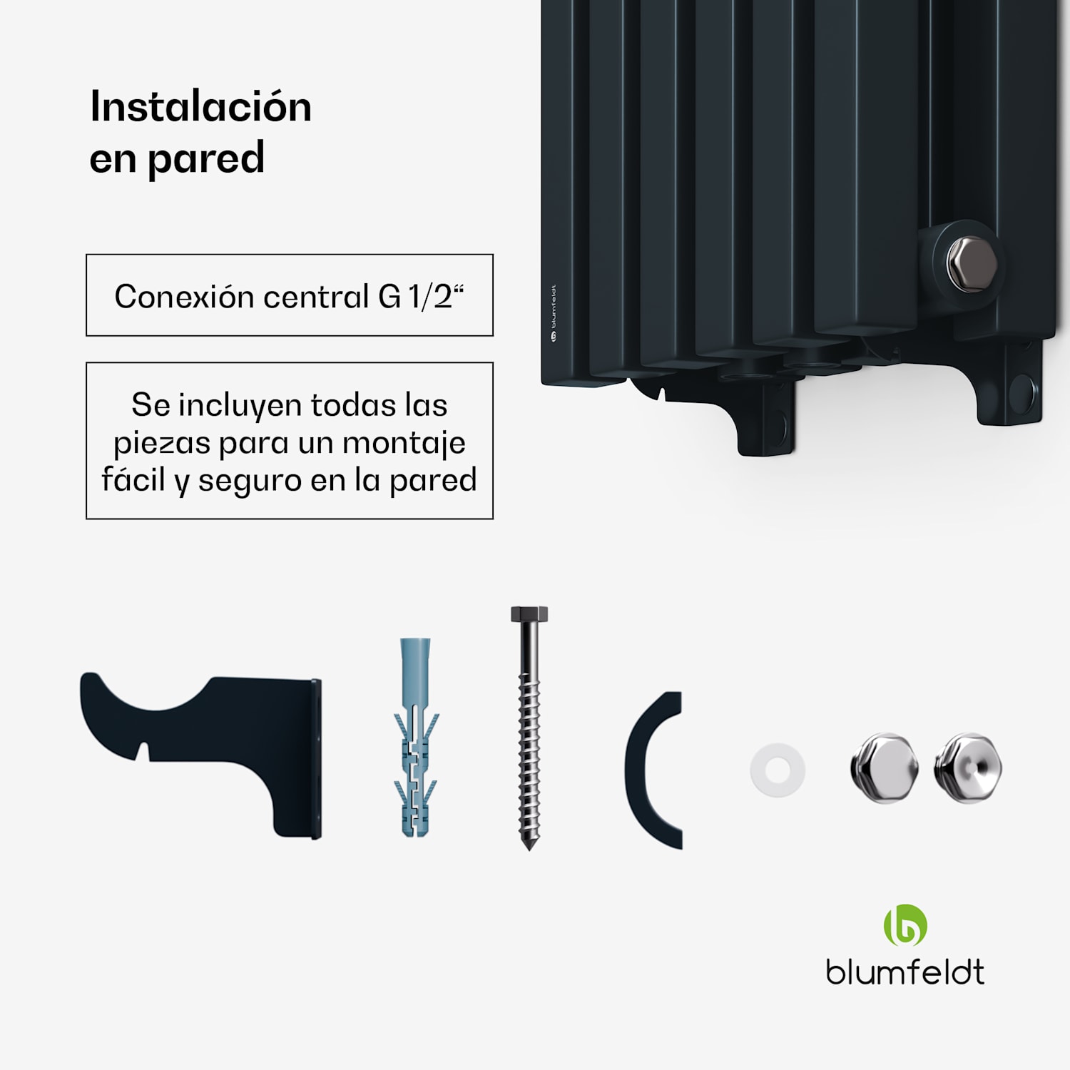 Radiador Delgado | diseño moderno | 25 x 120 cm | 942 W | conexión central 120 x 25 cm | Antracita