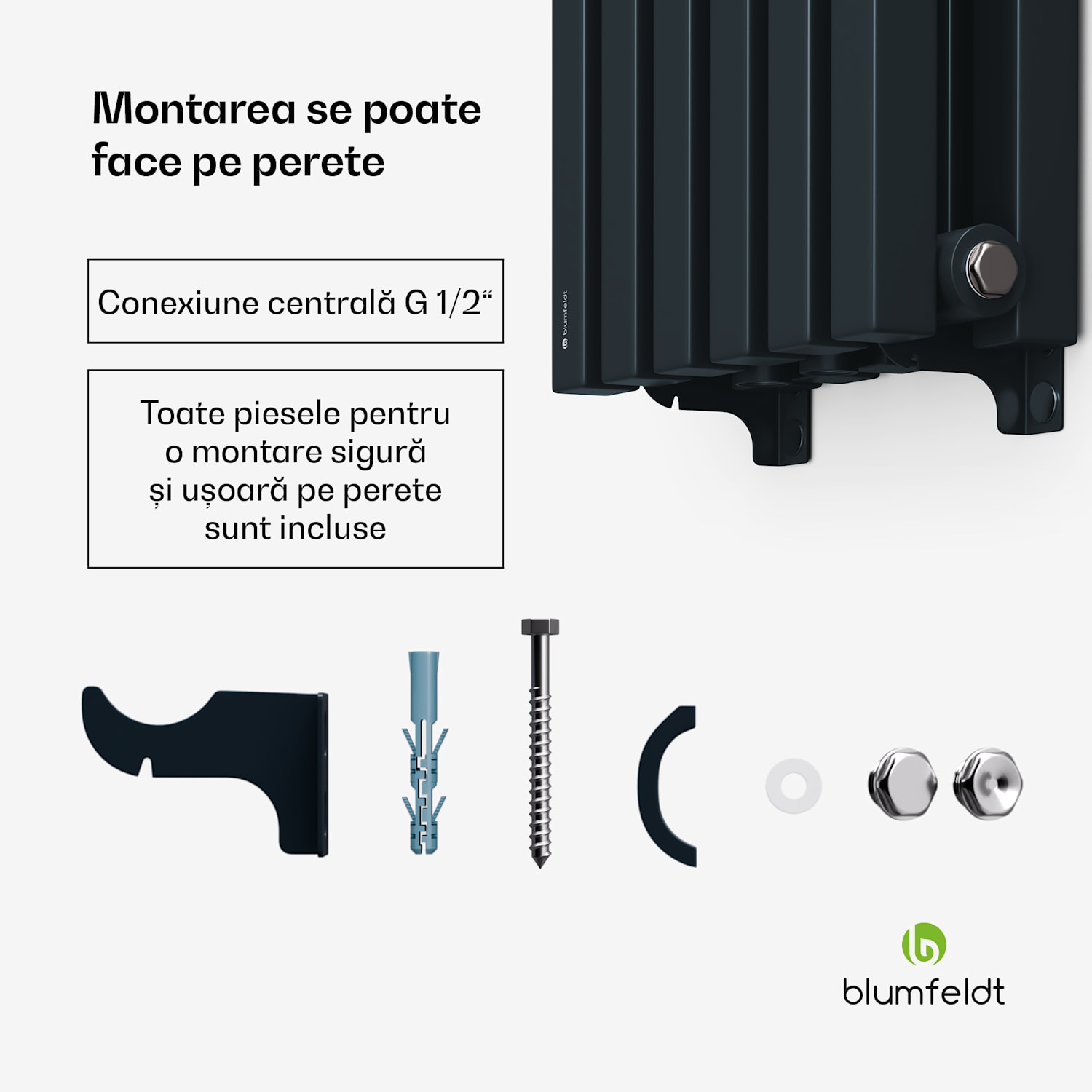 Radiator Delgado | design modern | 25 x 120 cm | 942 W | conexiune centrală 120 x 25 cm | Antracit