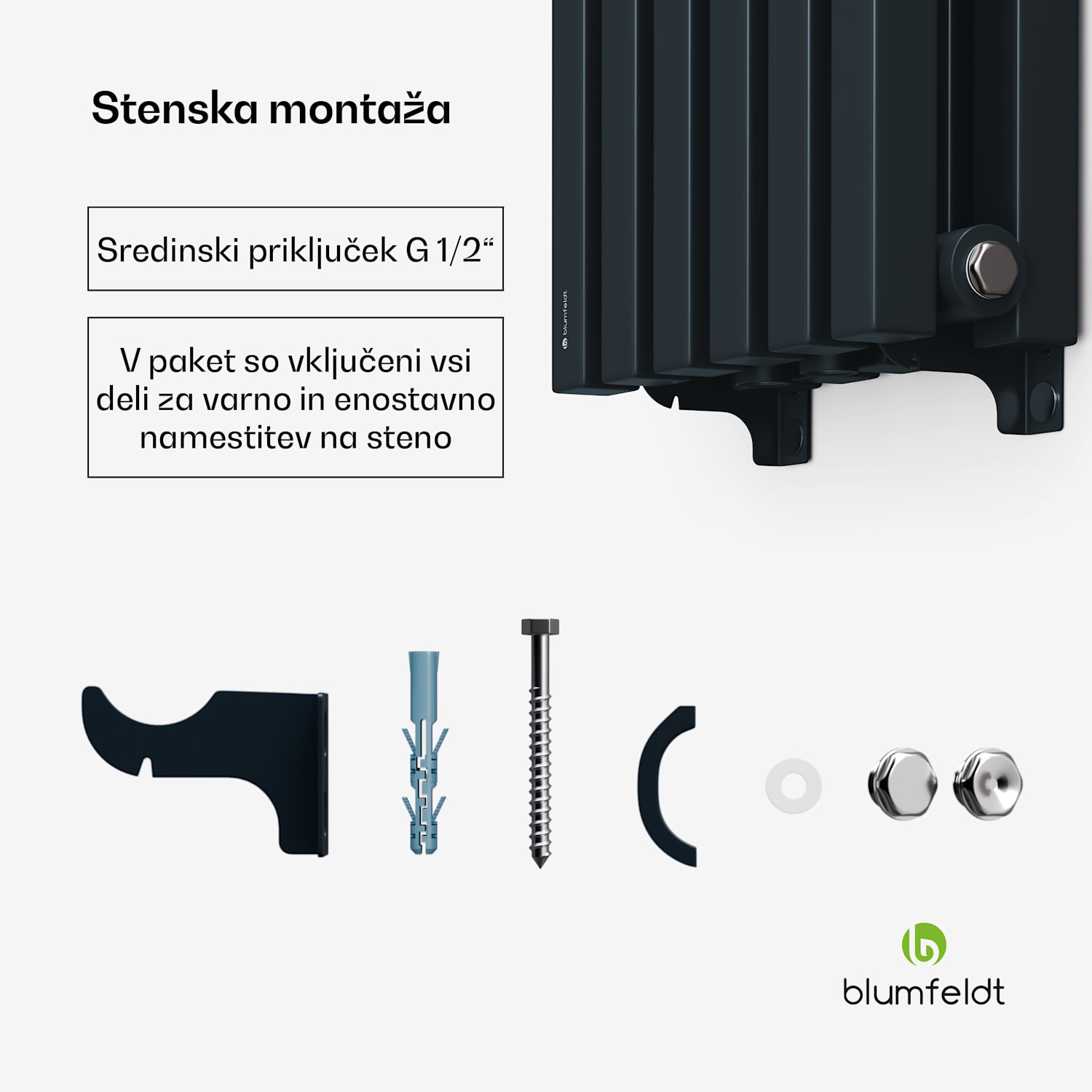Delgado radiator | sodoben dizajn | 25 x 120 cm | 942 W | sredinska povezava 120 x 25 cm | Antracit