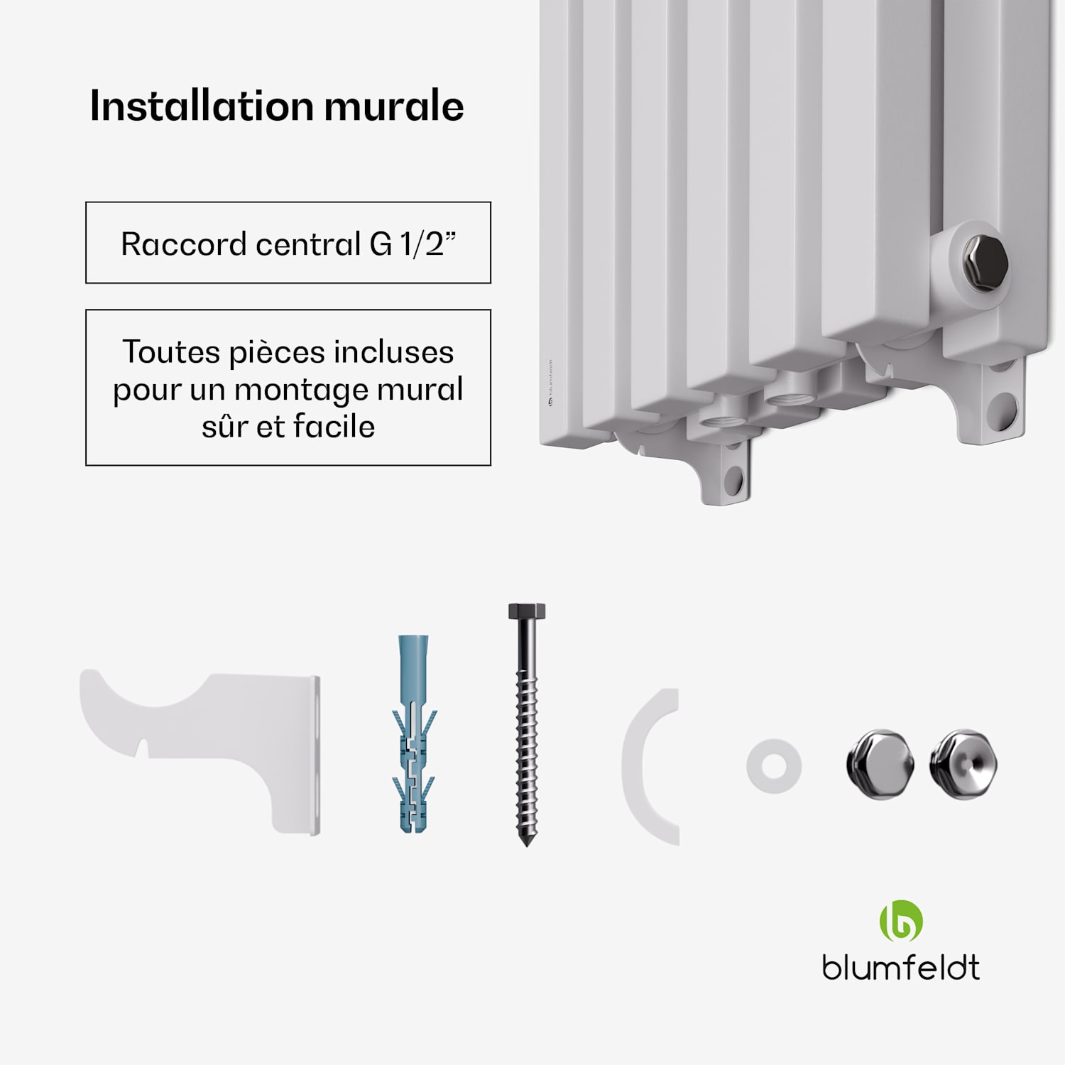 Delgado radiator | modern design | 25 x 120 cm | 942 W | middenaansluiting 120 x 25 cm | Wit
