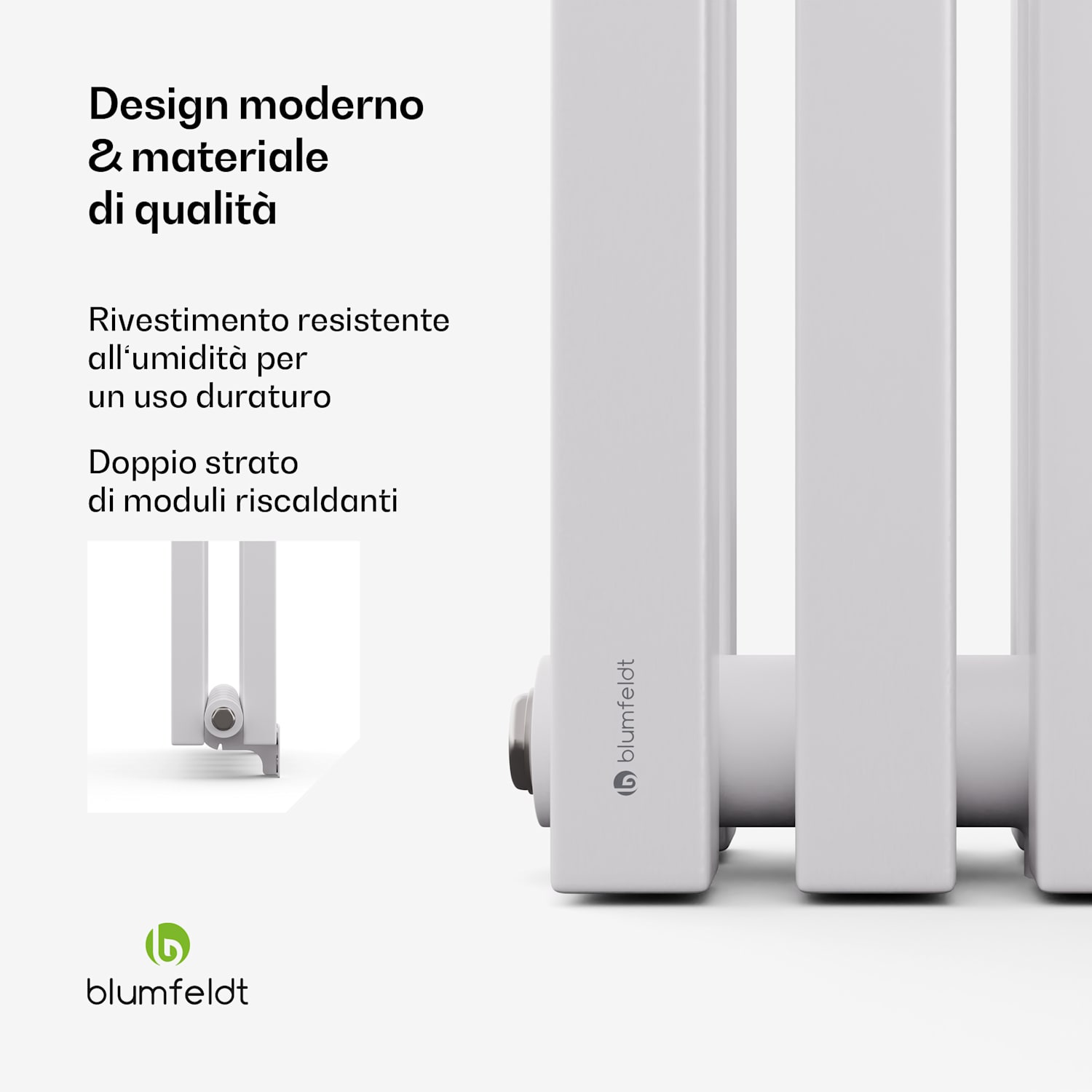 Radiatore Delgado | design moderno | 25 x 120 cm | 942 W | connessione centrale 120 x 25 cm | Bianco