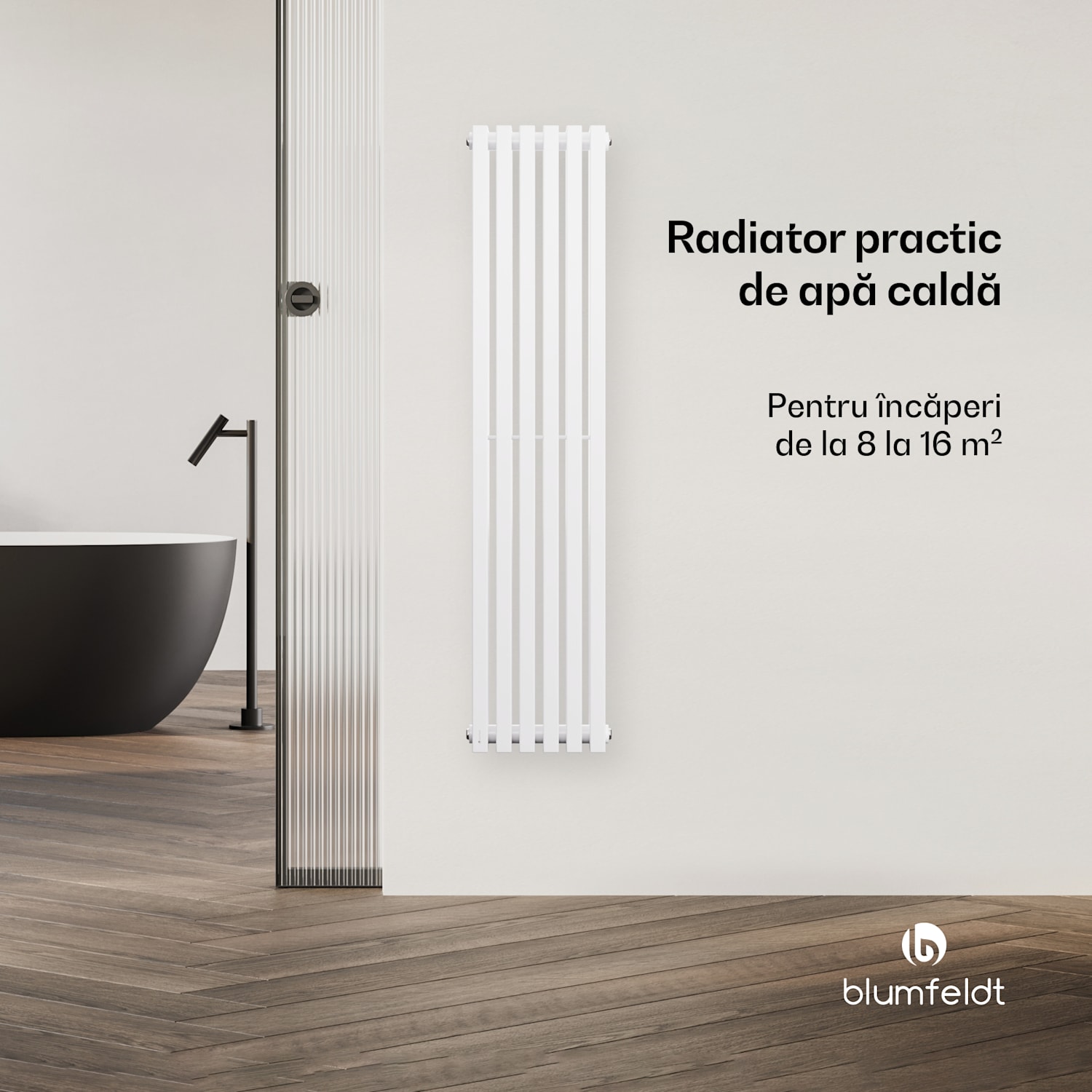 Radiator Delgado | design modern | 25 x 120 cm | 942 W | conexiune centrală 120 x 25 cm | Alb