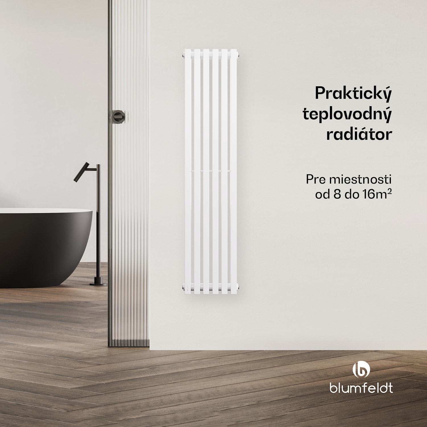 Radiátor Delgado | moderný dizajn | 25 x 120 cm | 942 W | stredové pripojenie 120 x 25 cm | Biela