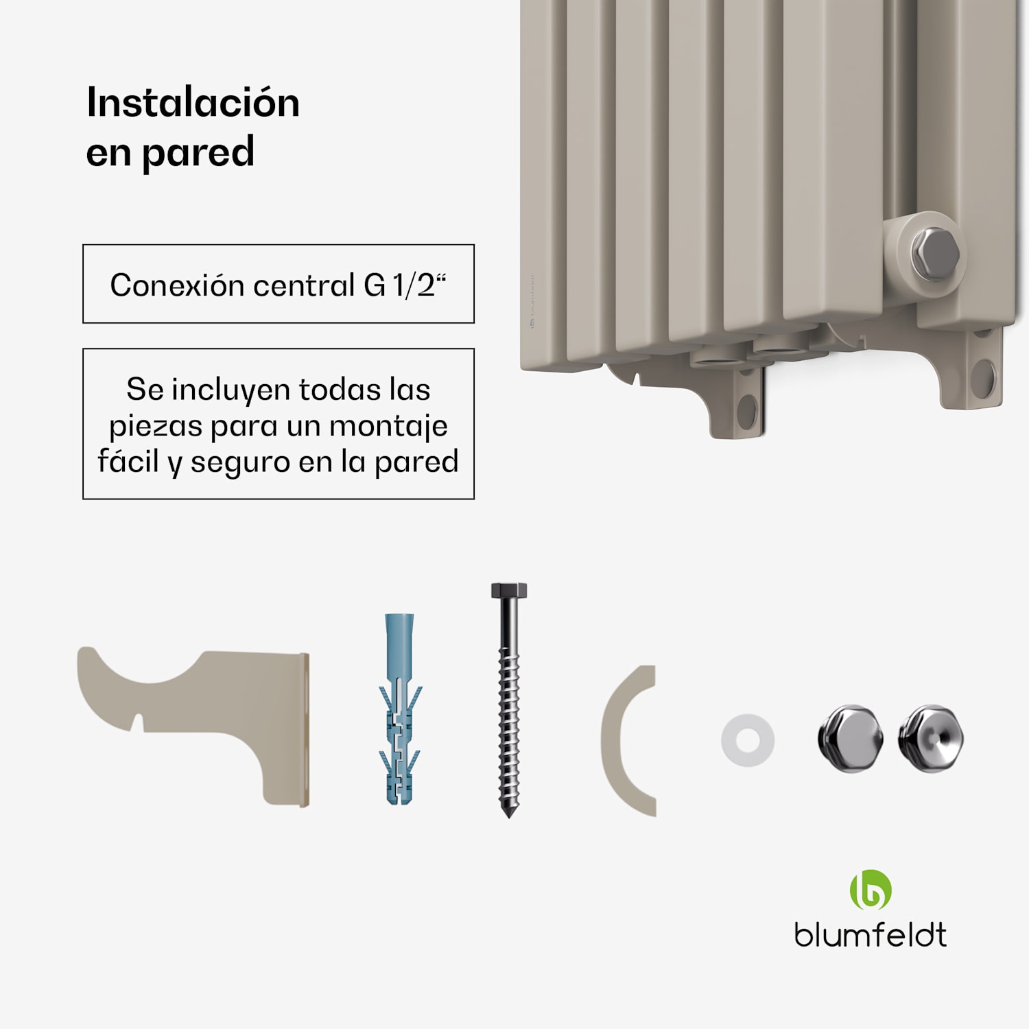 Radiador Delgado | diseño moderno | 25 x 120 cm | 942 W | conexión central 120 x 25 cm | Arena