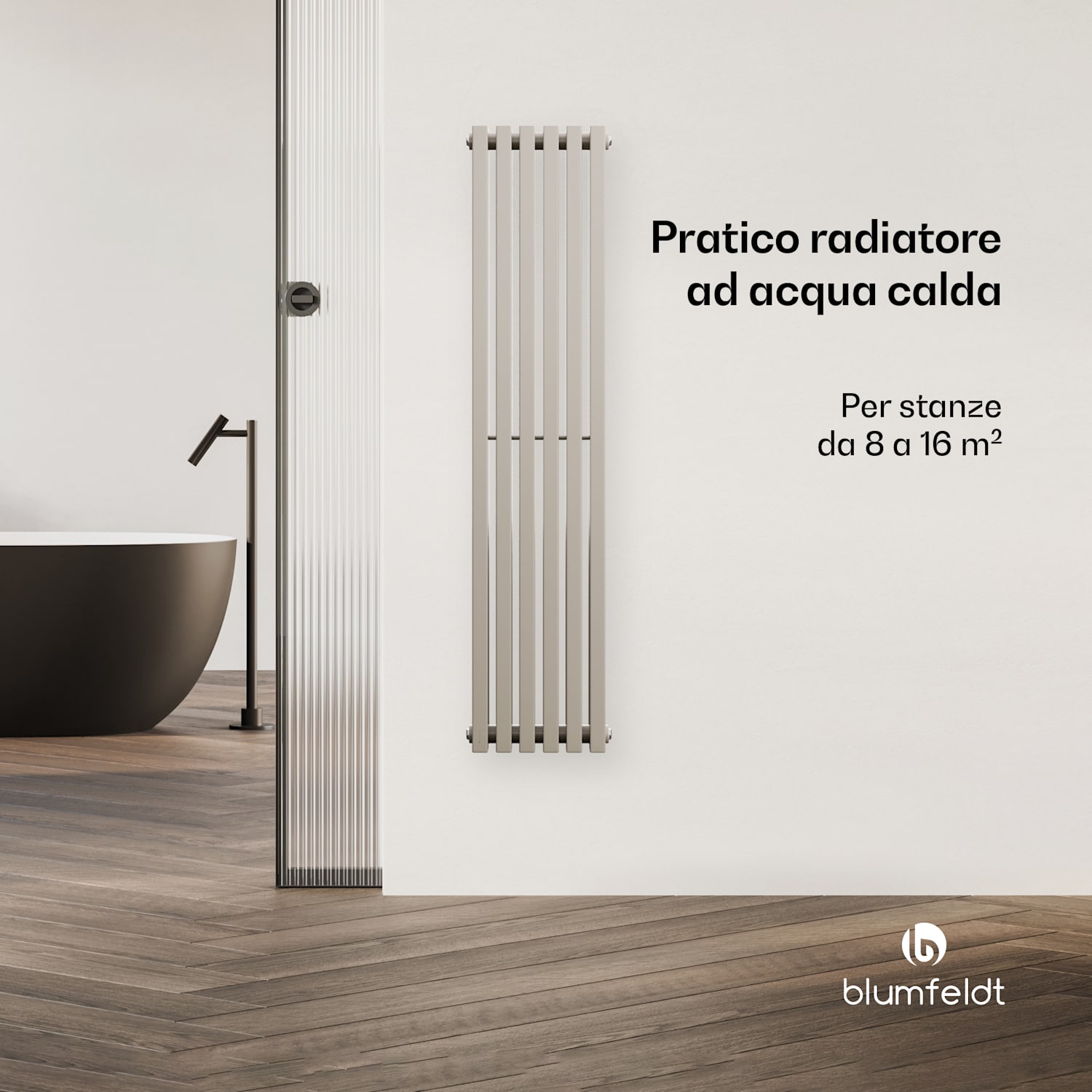 Radiatore Delgado | design moderno | 25 x 120 cm | 942 W | connessione centrale 120 x 25 cm | Sabbia