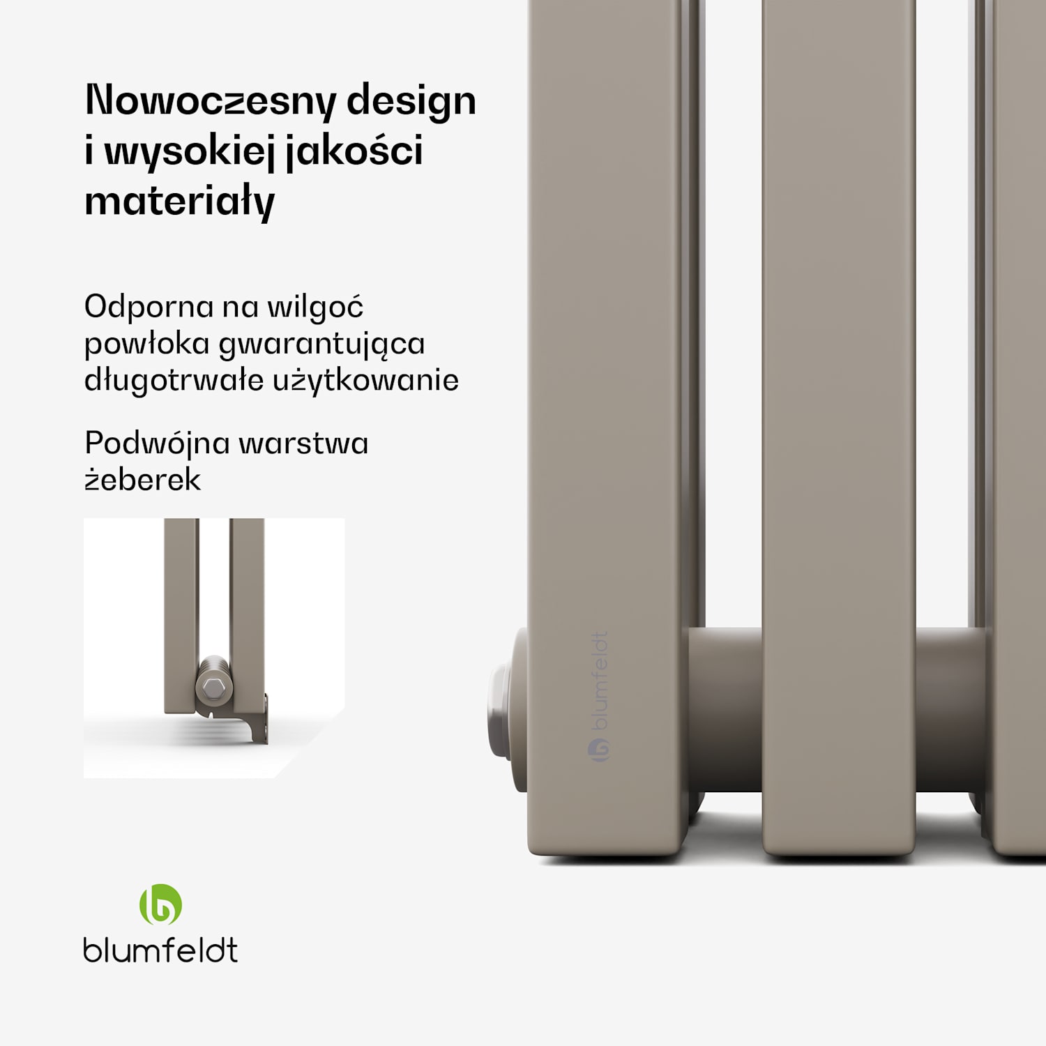 Grzejnik Delgado | nowoczesny design | 25 x 120 cm | 942 W | przyłącze centralne 120 x 25 cm | Piasek