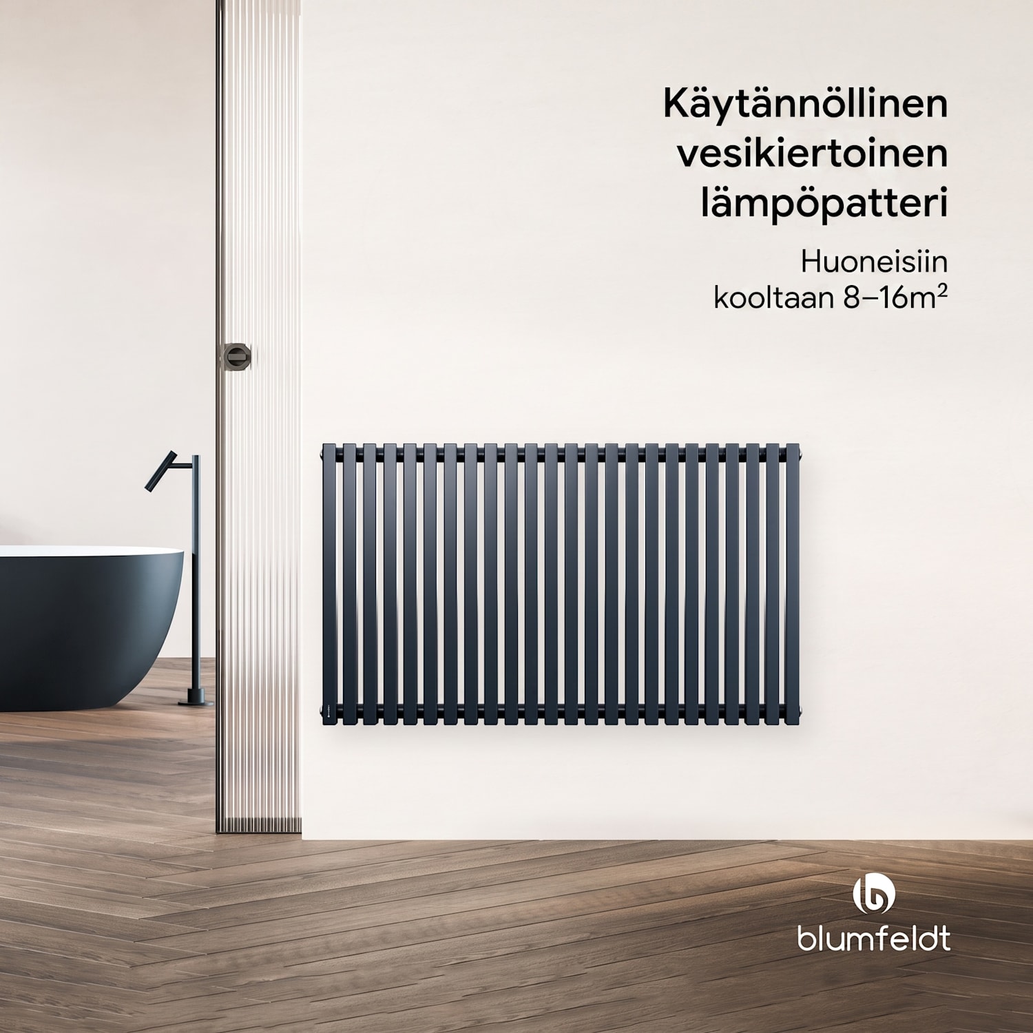 Delgado lämpöpatteri | Moderni muotoilu | 63 x 108 cm | 891 W | Sivuliitäntä Antrasiitti