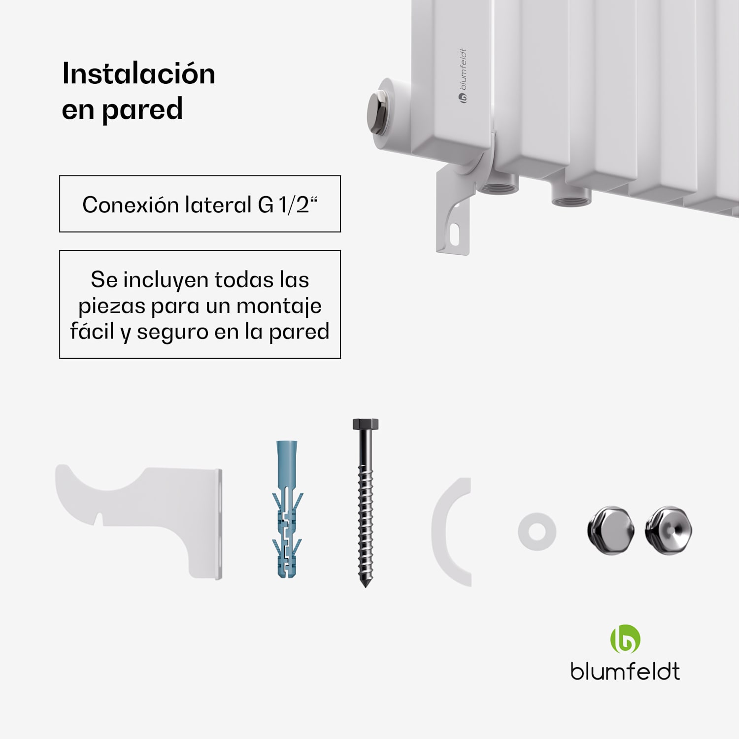 Radiador Delgado | Diseño Moderno | 63 x 100 cm | 891 W | Conexión Lateral 63 x 100 cm | Blanco