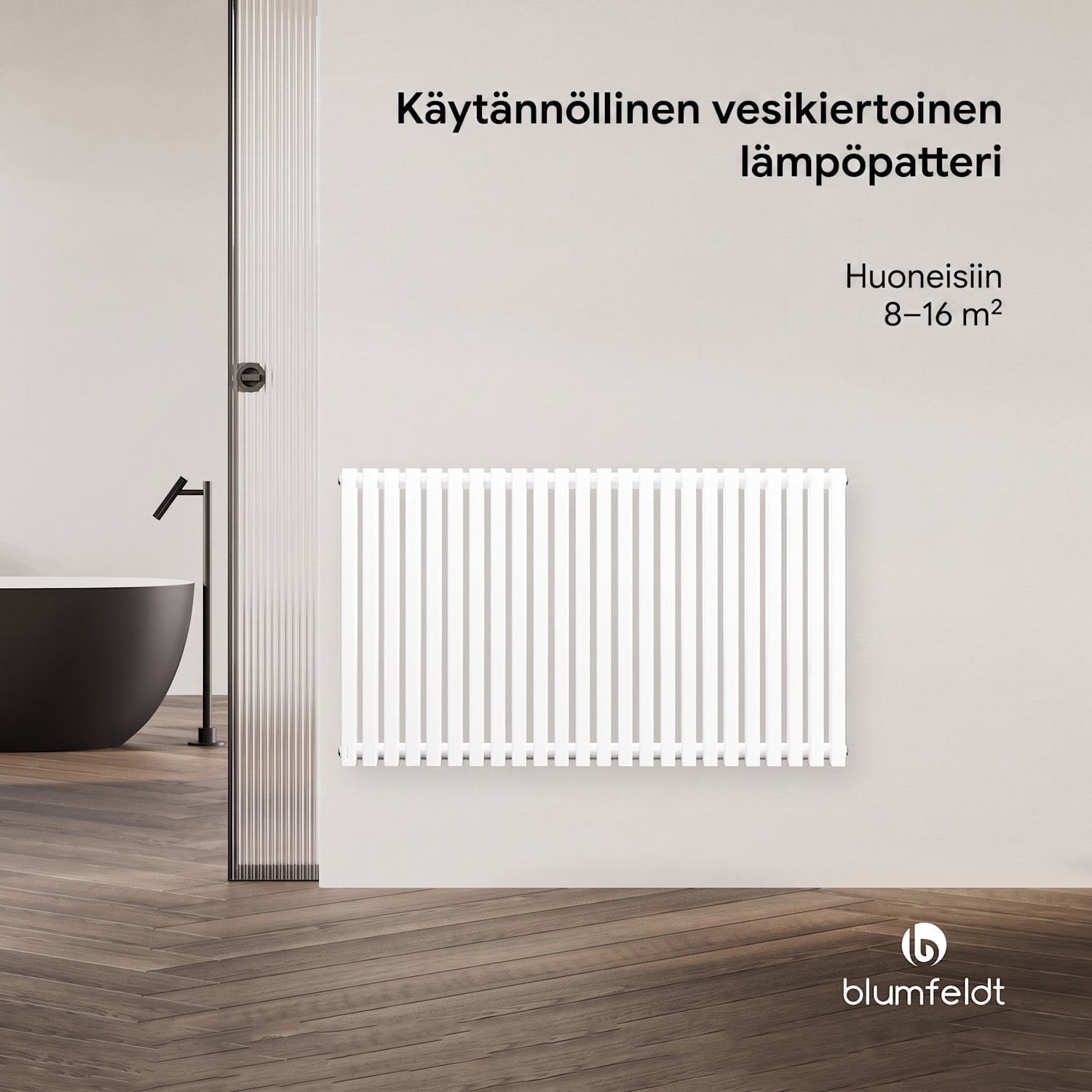 Delgado lämpöpatteri | Moderni muotoilu | 63 x 108 cm | 891 W | Sivuliitäntä Valkoinen