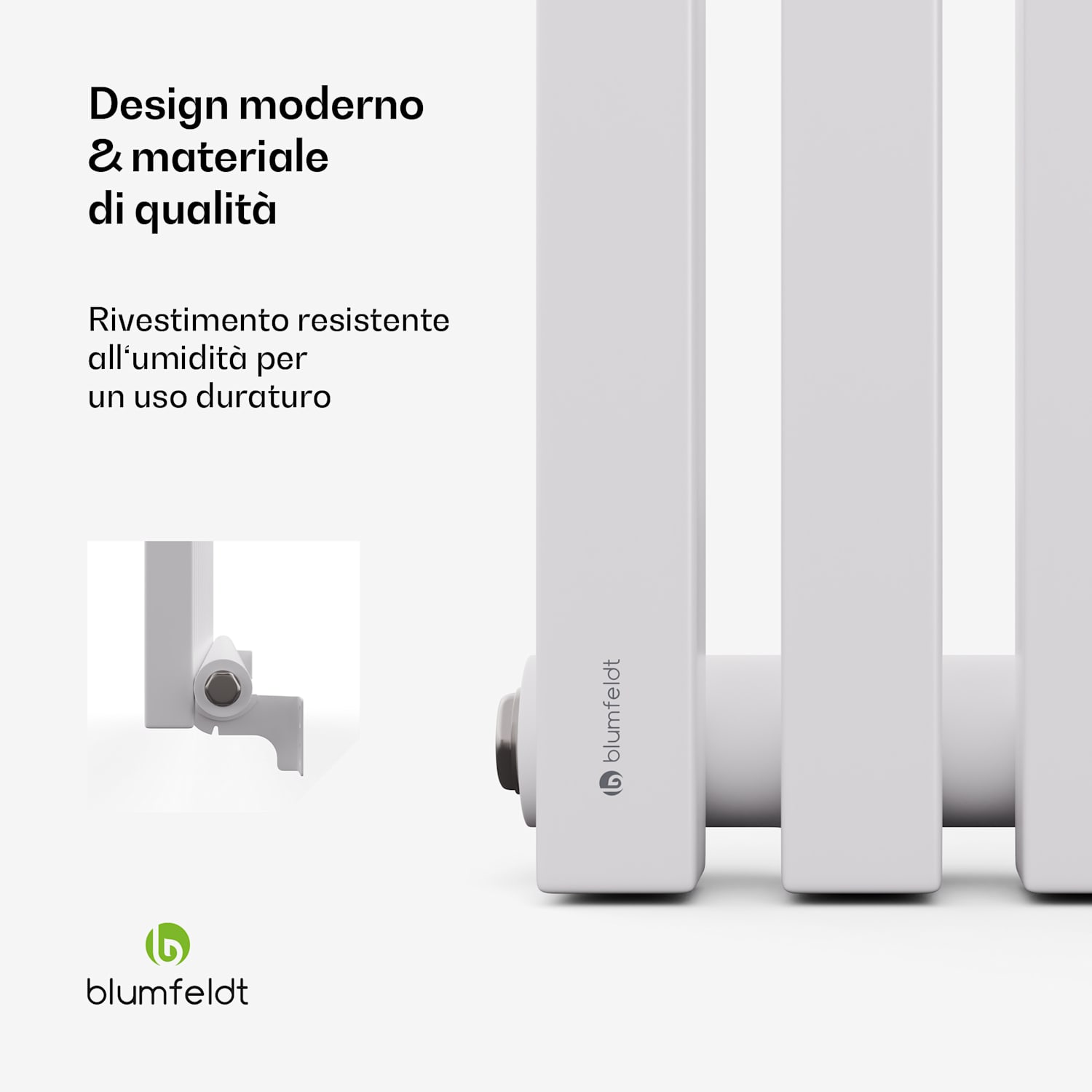 Radiatore Delgado | Design moderno | 63 x 100 cm | 891 W | Collegamento laterale 63 x 100 cm | Bianco