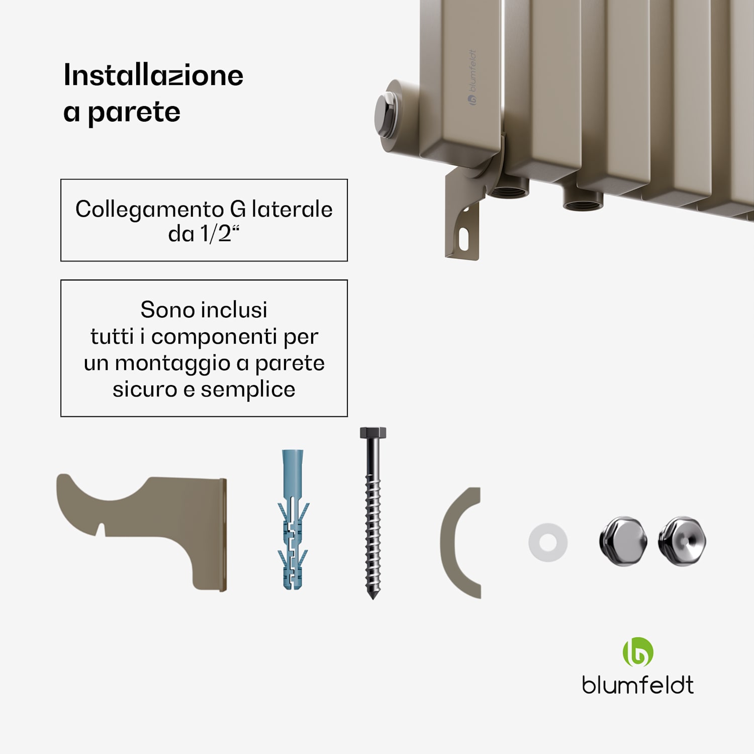 Radiatore Delgado | Design moderno | 63 x 100 cm | 891 W | Collegamento laterale 63 x 100 cm | Sabbia