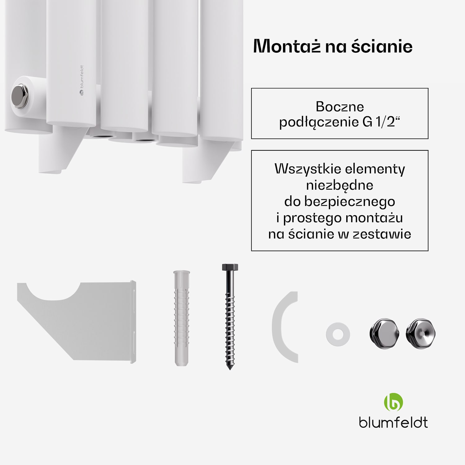 Grzejnik Tallheo 60x30 360W Dwie linie | 60 x 30 cm | Biały