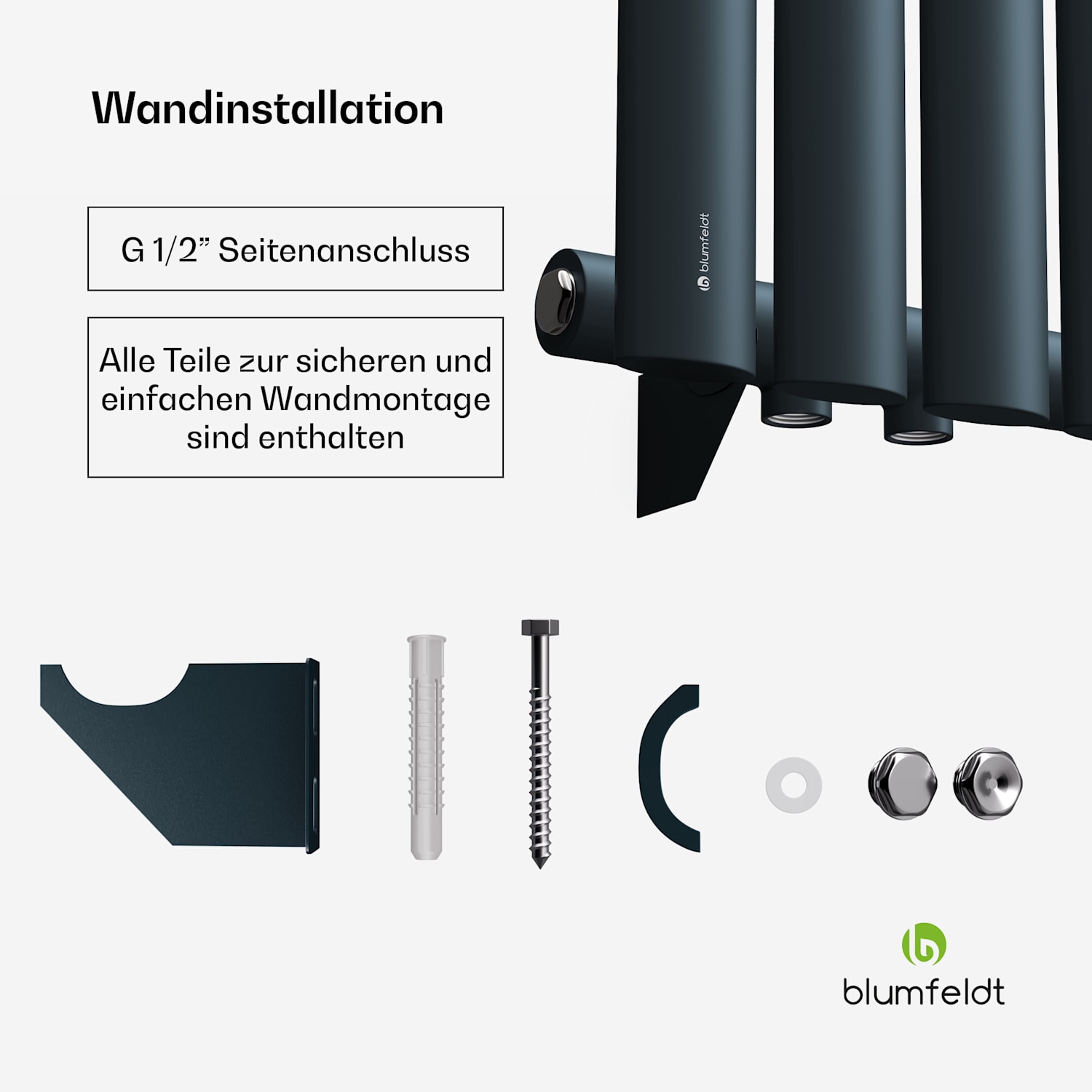 Blumfeldt Tallheo - Radiatore, 60x30, 462 W Single Layer | 60 x 60 cm | Antracite