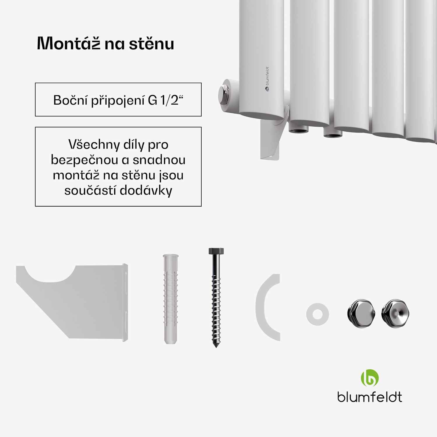 Tallheo radiátor 60x60 462W Jedna řada | 60 x 60 cm | Bílá