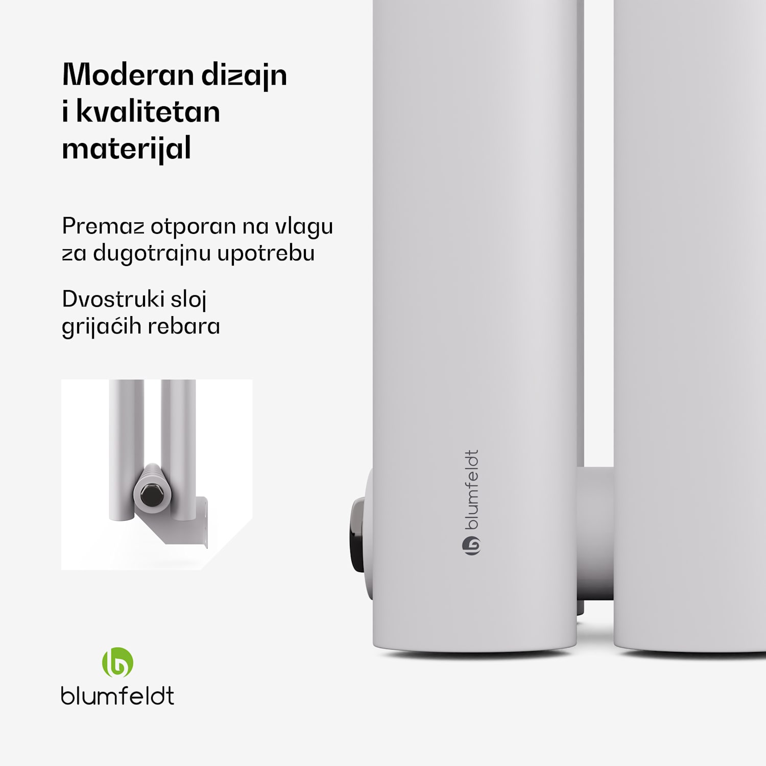 Tallheo radijator 60x60 707W Dvije linije | 60 x 60 cm | Bijela